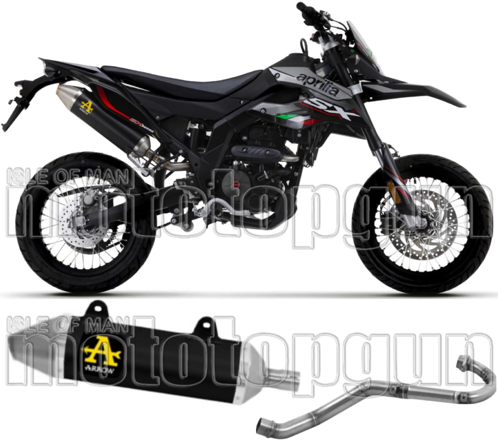 Complete Catalytic Exhaust System With Sound Certification Thunder Black Aluminium Stainless Steel - Arrow Special Parts Compatible With Aprilia Rx - Sx 125 4T (2018-2020)