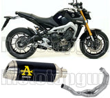 Komplette Auspuffanlage Ohne Katalysator Und Mit Geräuschzulassung Thunder Aluminium Schwarz Edelstahl - Arrow Special Parts Kompatibel Mit Yamaha Mt-09 (2013-2020)