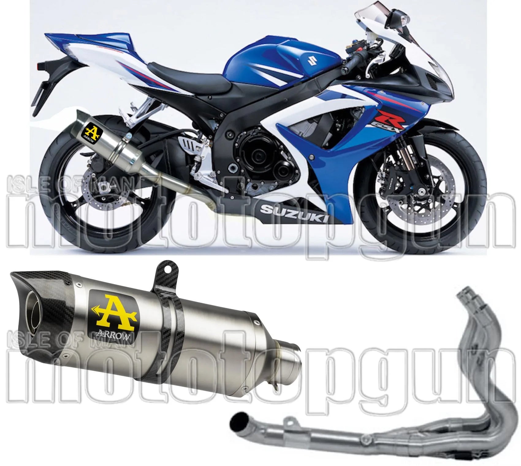 Komplette Auspuffanlage Ohne Katalysator Und Mit Geräuschzulassung Thunder Aluminium Carbon - Arrow Special Parts Kompatibel Mit Suzuki Gsx-R 750 Ie (2008-2010)