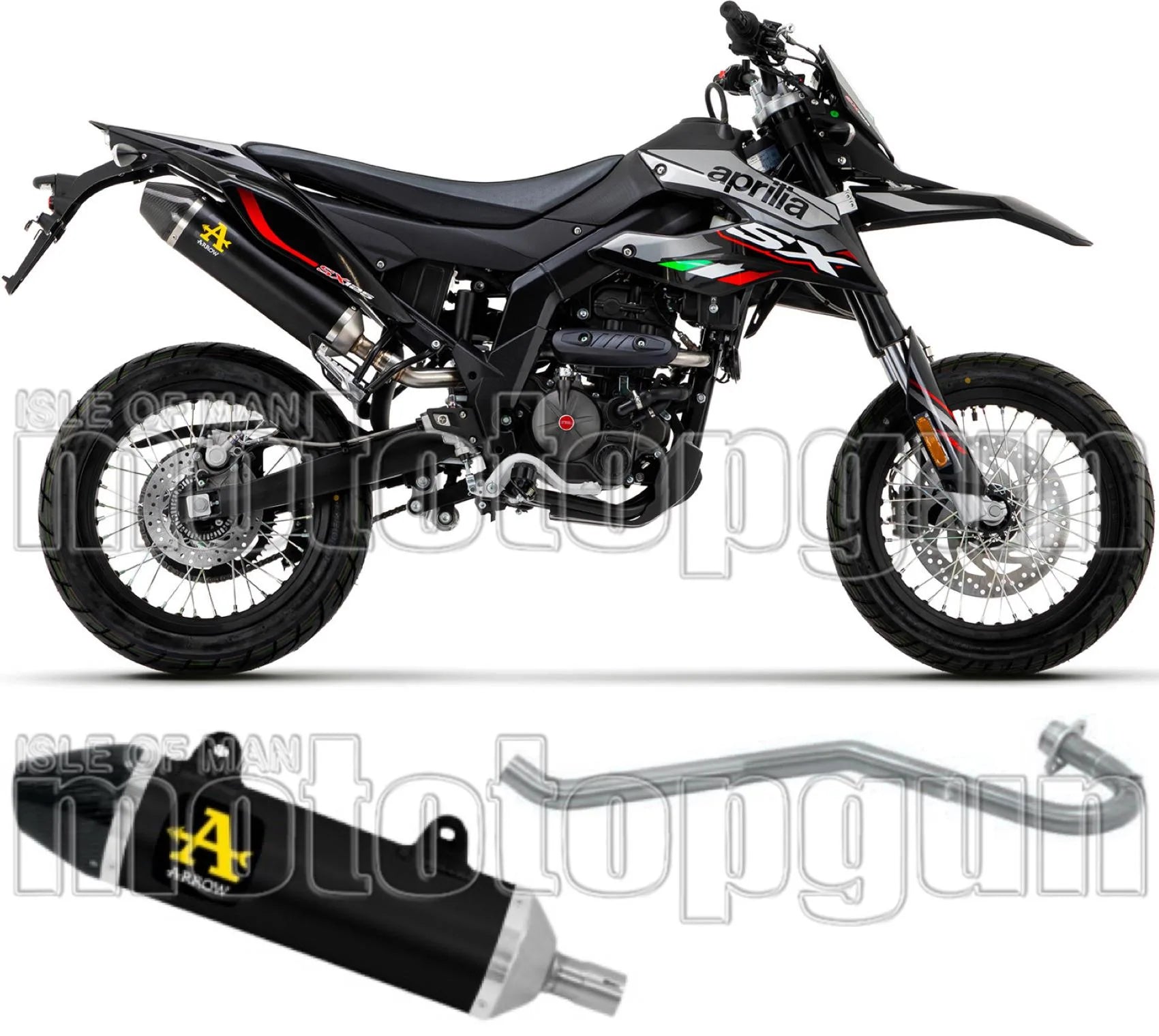Komplette Abgasanlage Mit Katalysator Und Geräuschzulassung Thunder Aluminium Schwarz Carbon - Arrow Special Parts Kompatibel Mit Um Dsr Ex 125 (2018-2020)