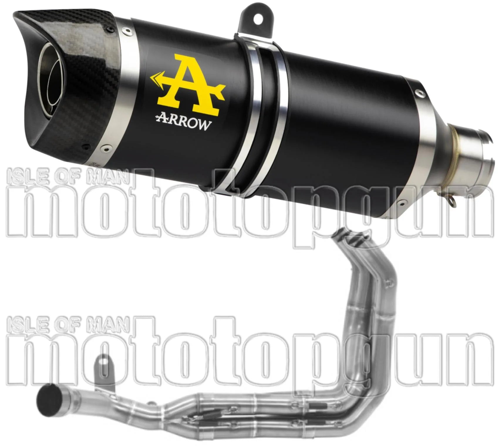 Komplette Auspuffanlage Ohne Katalysator Und Mit Geräuschzulassung Thunder Aluminium Schwarz Carbon - Arrow Special Parts Kompatibel Mit Kawasaki Z 900 (2020-2024)