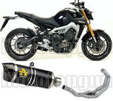 Komplette Auspuffanlage Ohne Katalysator Und Mit Geräuschzulassung Thunder Aluminium Schwarz Carbon - Arrow Special Parts Kompatibel Mit Yamaha Mt-09 Tracer (2015-2020)