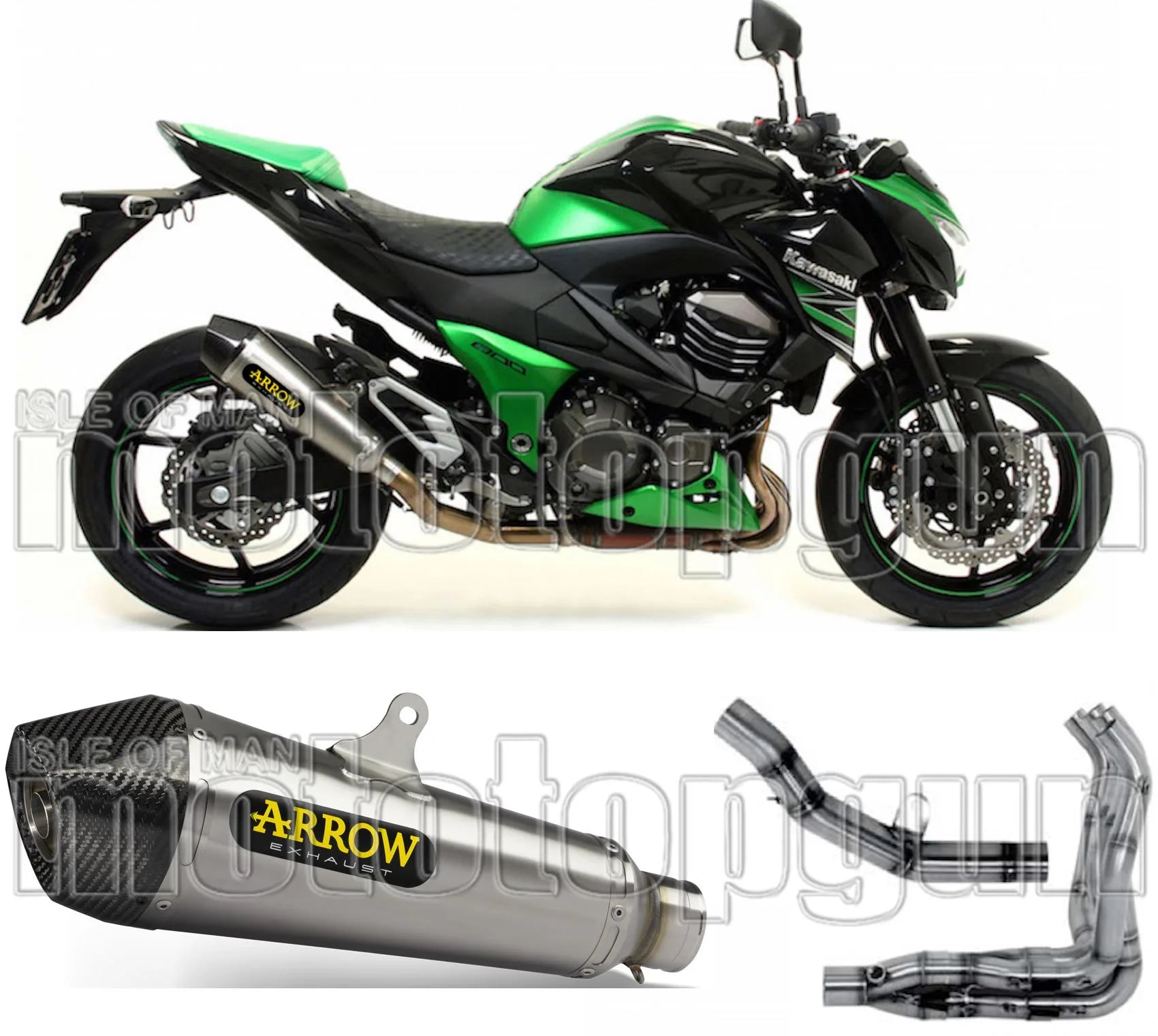 Komplette Auspuffanlage Ohne Katalysator Und Mit Geräuschzulassung X-Kone Nichrom Carbon - Arrow Special Parts Kompatibel Mit Kawasaki Z 800 E (2013-2016)