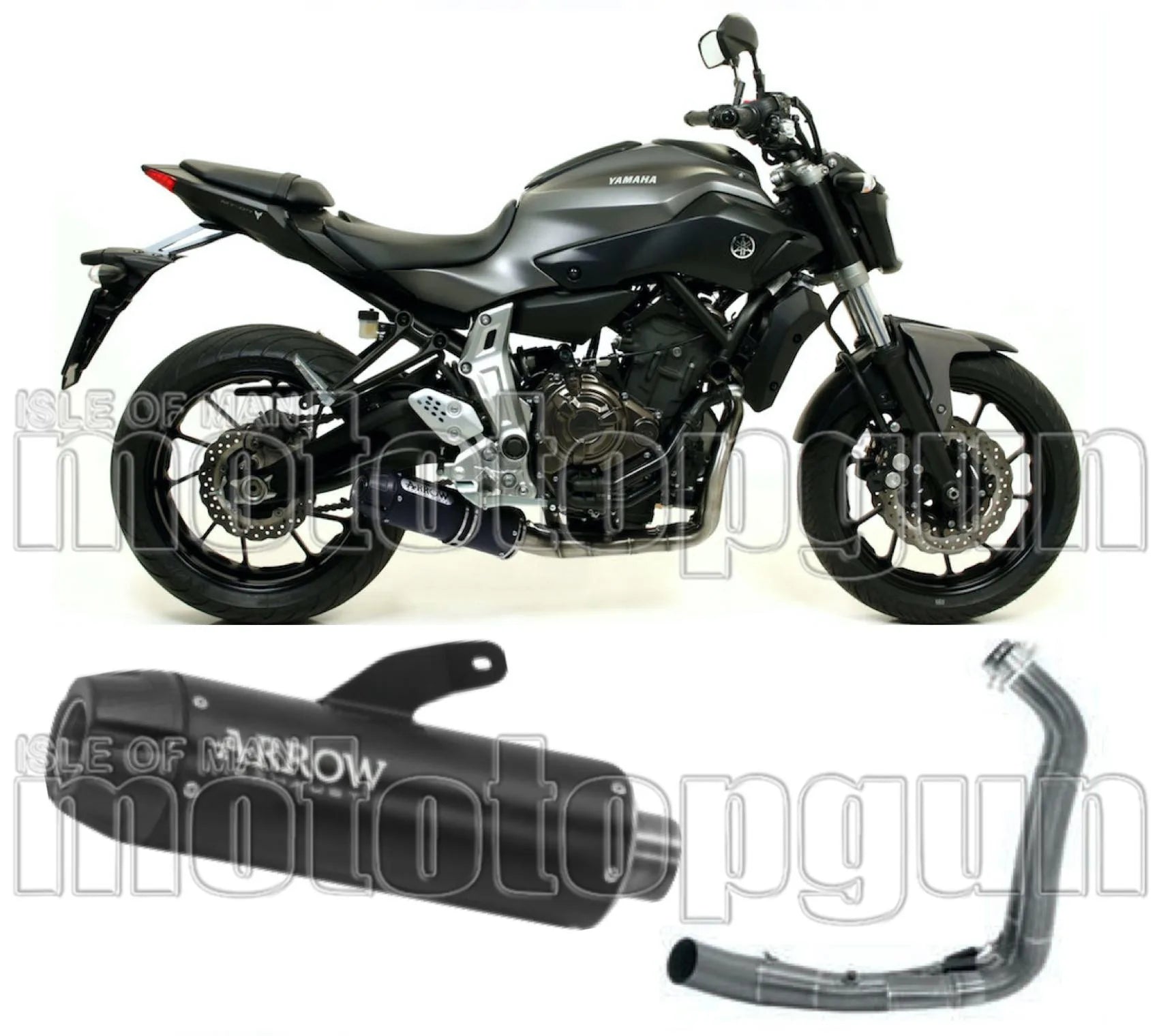 Komplette Auspuffanlage Ohne Katalysator Und Mit Geräuschzulassung Jet-Race Edelstahl Schwarz Carbon - Arrow Special Parts Kompatibel Mit Yamaha Tracer 700 (2016-2019)