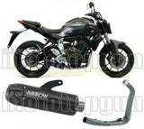 Komplette Auspuffanlage Ohne Katalysator Und Mit Geräuschzulassung Jet-Race Edelstahl Schwarz Carbon - Arrow Special Parts Kompatibel Mit Yamaha Mt-07 (2014-2020)