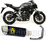 Komplette Auspuffanlage Ohne Katalysator Und Mit Geräuschzulassung Thunder Aluminium Schwarz Edelstahl - Arrow Special Parts Kompatibel Mit Yamaha Tracer 700 (2020)