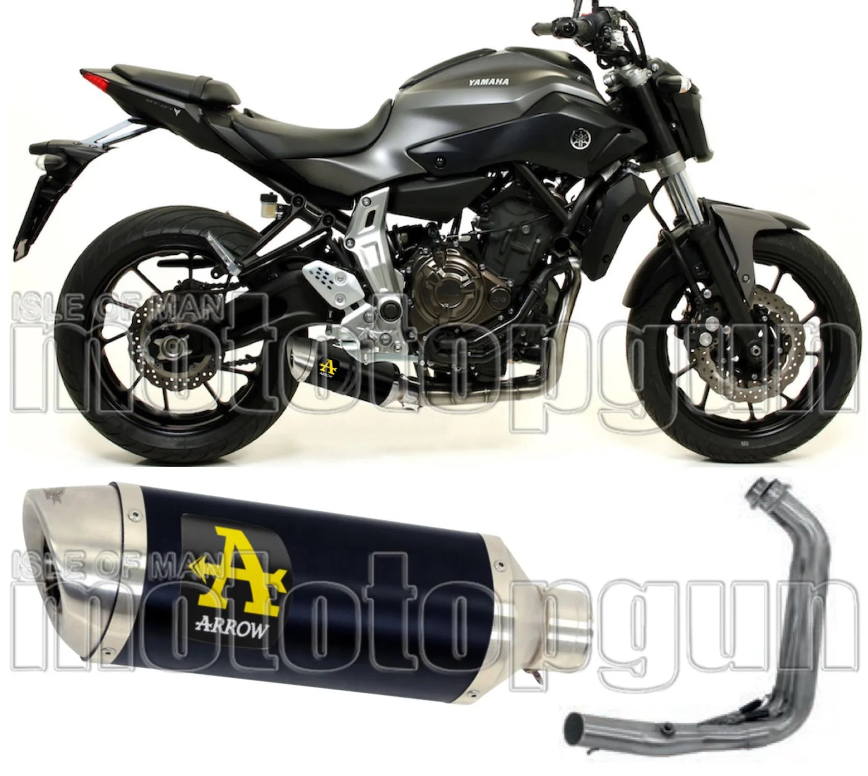 Komplette Auspuffanlage Ohne Katalysator Und Mit Geräuschzulassung Thunder Aluminium Schwarz Edelstahl - Arrow Special Parts Kompatibel Mit Yamaha Tracer 7 (2021-2024)