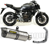 Komplette Auspuffanlage Ohne Katalysator Und Mit Geräuschzulassung Thunder Titan Carbon - Arrow Special Parts Kompatibel Mit Yamaha Mt-07 (2014-2020)