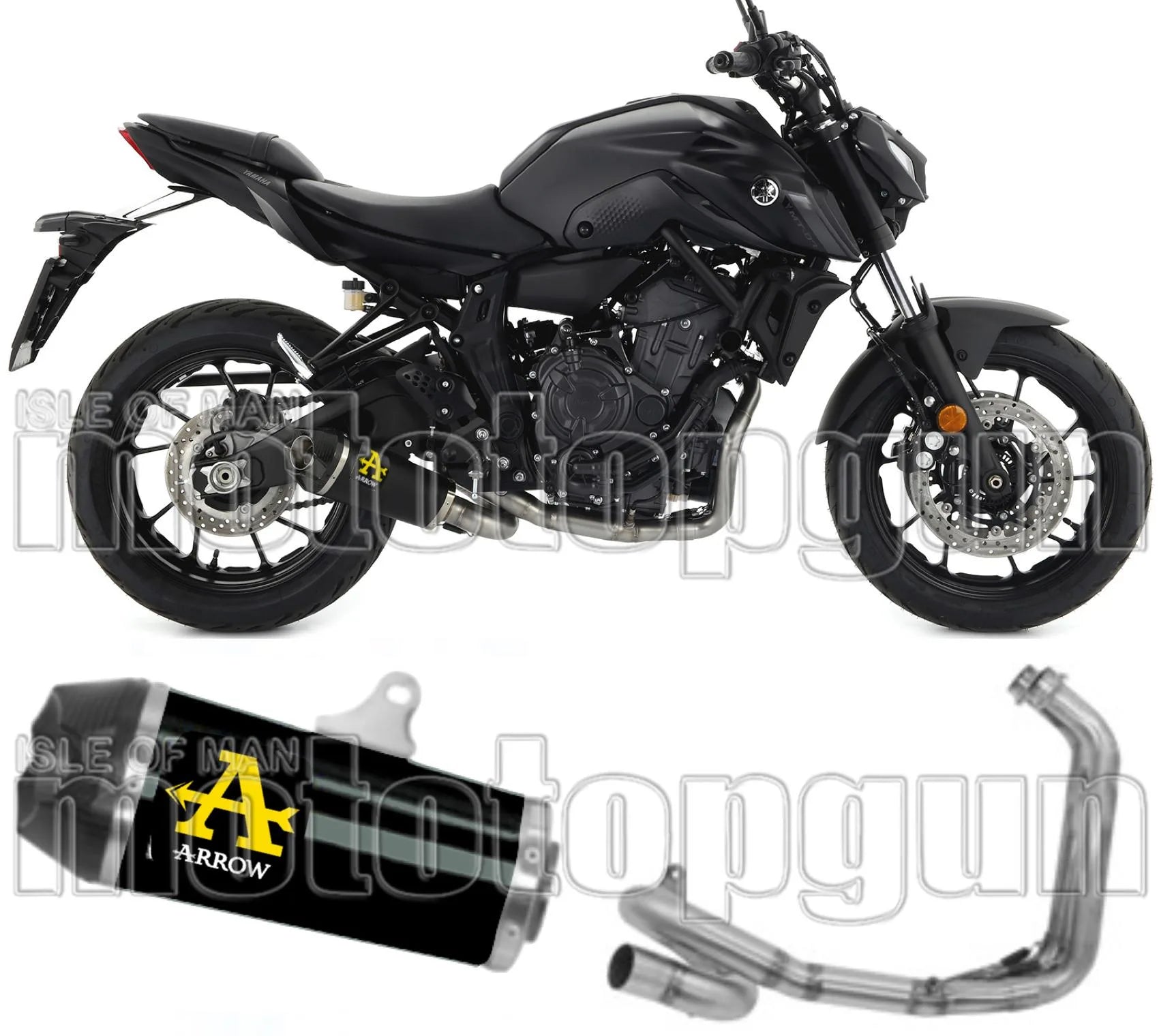 Komplette Auspuffanlage Ohne Katalysator Und Mit Geräuschzulassung Works Nichrom Schwarz Carbon - Arrow Special Parts Kompatibel Mit Yamaha Mt-07 (2021-2024)