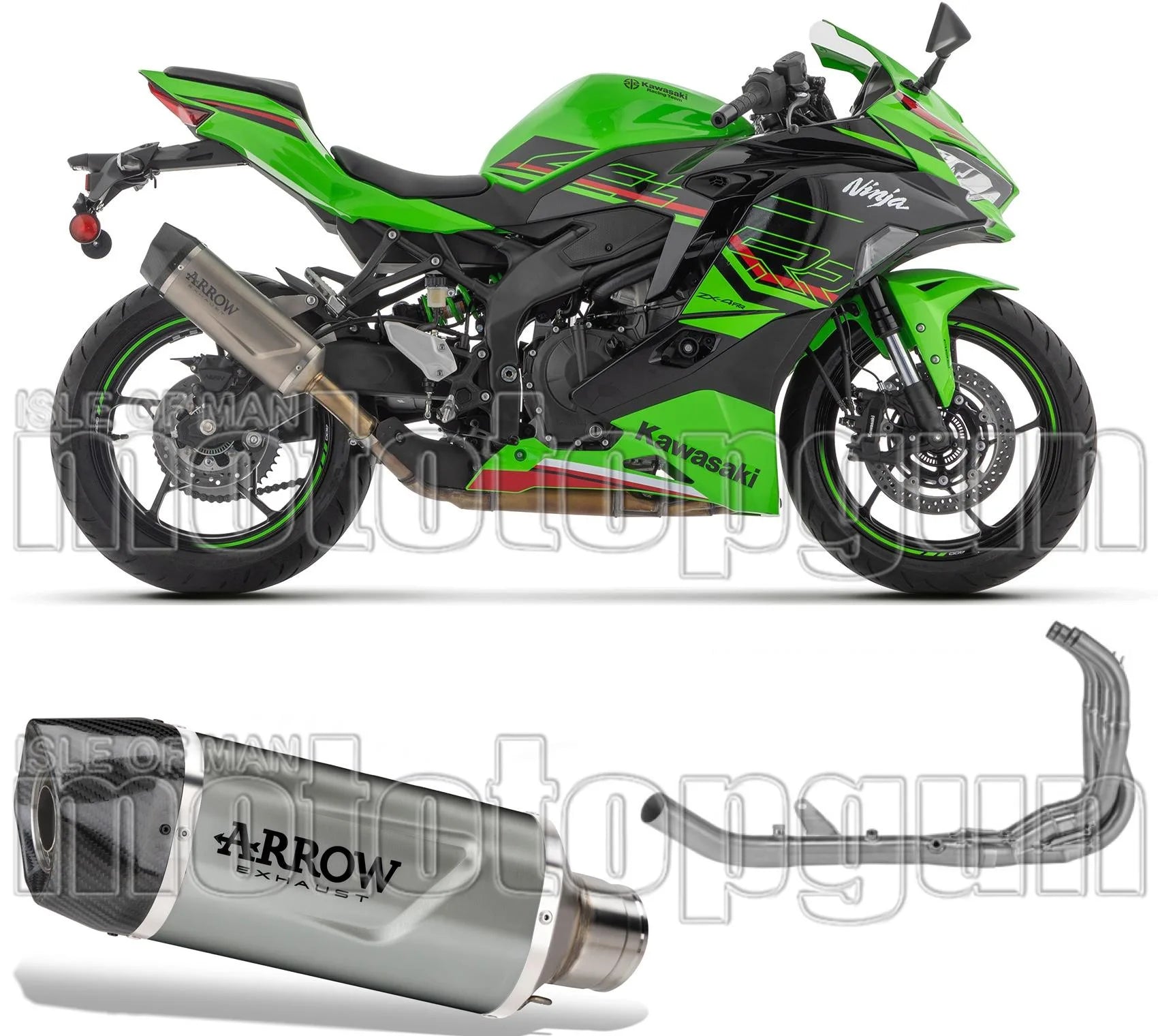 Komplette Auspuffanlage Ohne Katalysator Und Mit Geräuschzulassung Indy-Race Evo Titan Carbon - Arrow Special Parts Kompatibel Mit Kawasaki Zx 4R (2024-2026)