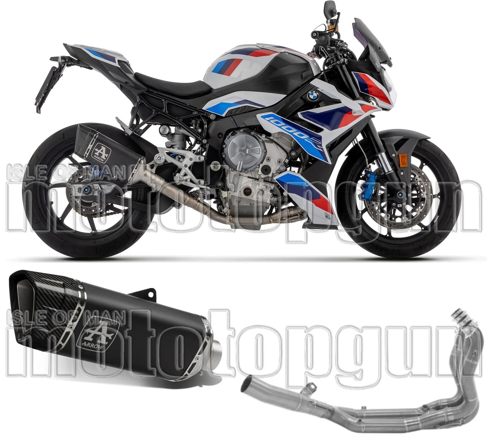 Komplette Auspuffanlage Ohne Katalysator Und Mit Geräuschzulassung Pista Titan Schwarz Carbon - Arrow Special Parts Kompatibel Mit Bmw S 1000 R (2021-2024)
