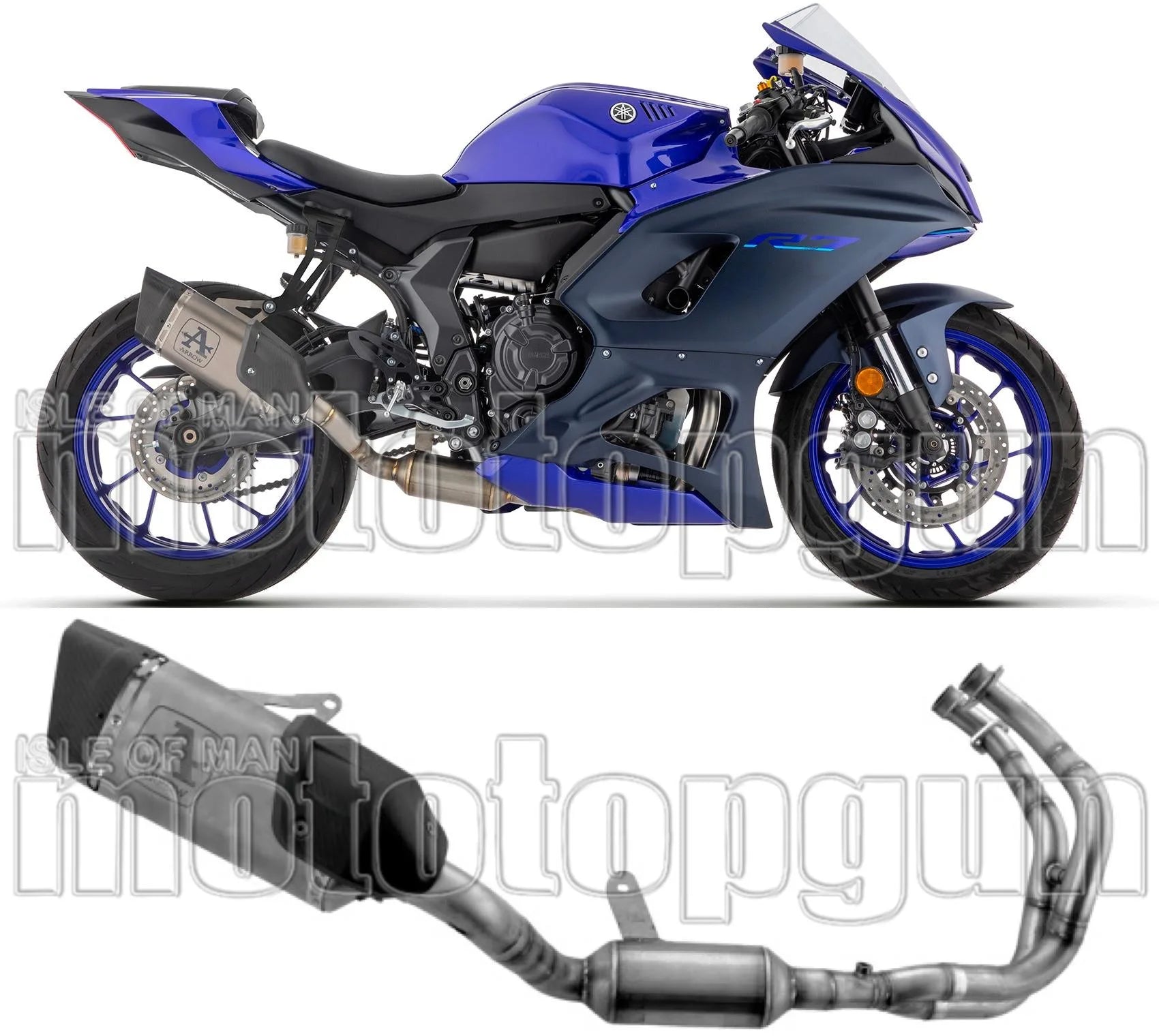 Komplette Auspuffanlage Ohne Katalysator Und Mit Geräuschzulassung Pista Titan Carbon - Arrow Special Parts Kompatibel Mit Yamaha Yzf R7 (2021-2024)