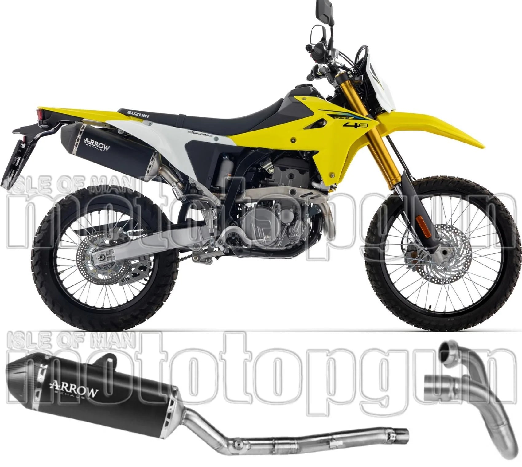 Komplette Auspuffanlage Ohne Katalysator Und Mit Geräuschzulassung Explorer Aluminium Schwarz Endkappe Carby - Arrow Special Parts Kompatibel Mit Suzuki Dr-Z4S (2025-2026)