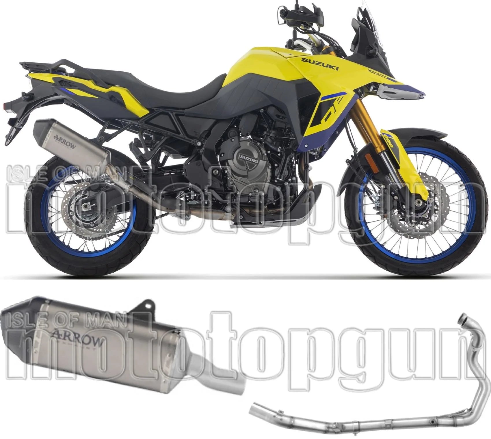 Komplette Auspuffanlage Ohne Katalysator Und Mit Geräuschzulassung Explorer Titan Endkappe Carby - Arrow Special Parts Kompatibel Mit Suzuki V-Strom 800 Se (2025-2026)