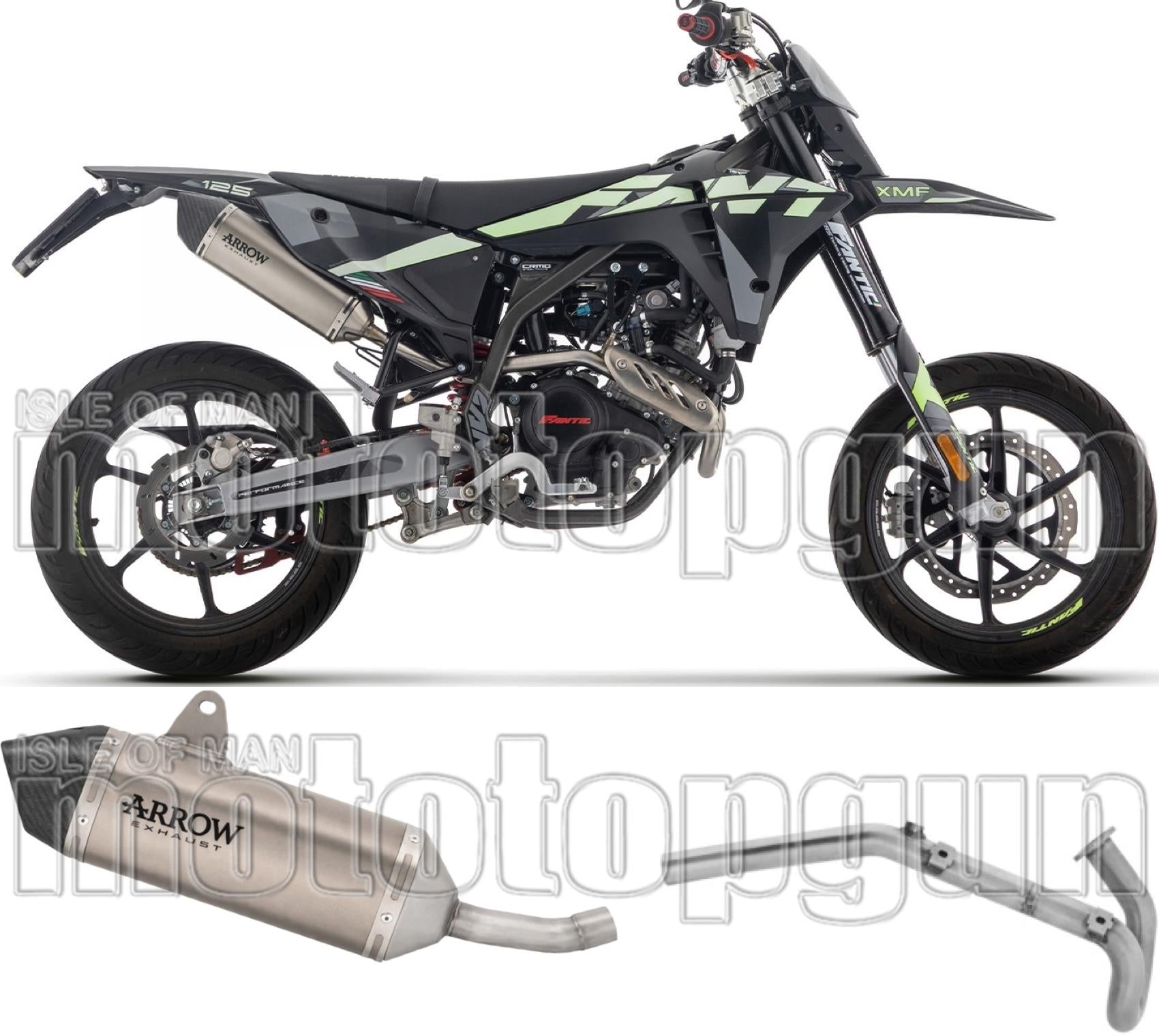 Complete Non-Catalytic Exhaust System With Sound Certification Icon Titanium Carby End Cap - Arrow Special Parts Compatible With Fantic Motor Xmf 125 (2025-2026)