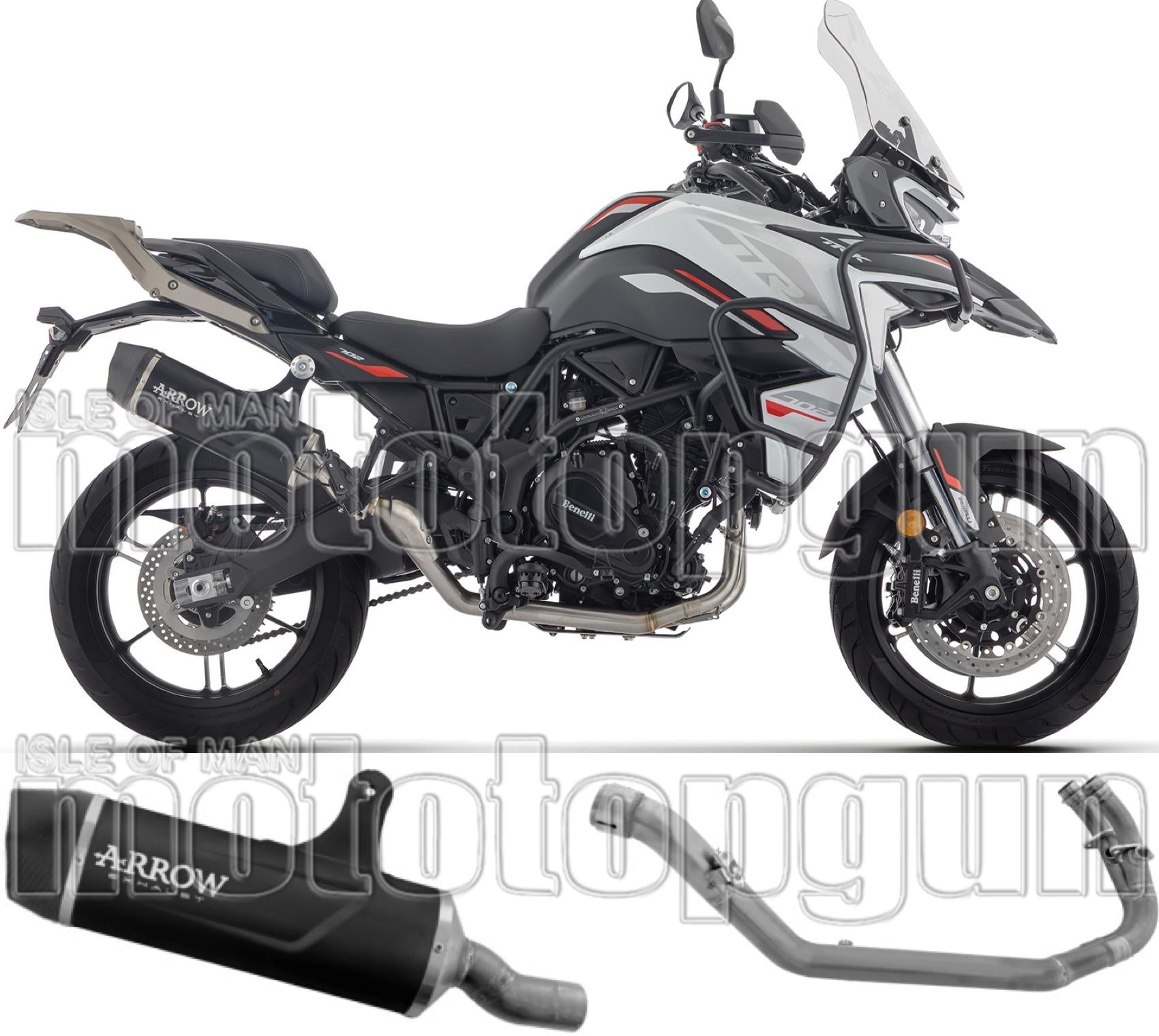 Complete Non-Catalytic Exhaust System With Sound Certification Indy Race Black Aluminium Carby End Cap - Arrow Special Parts Compatible With Benelli Trk 702 - X (2025-2026)