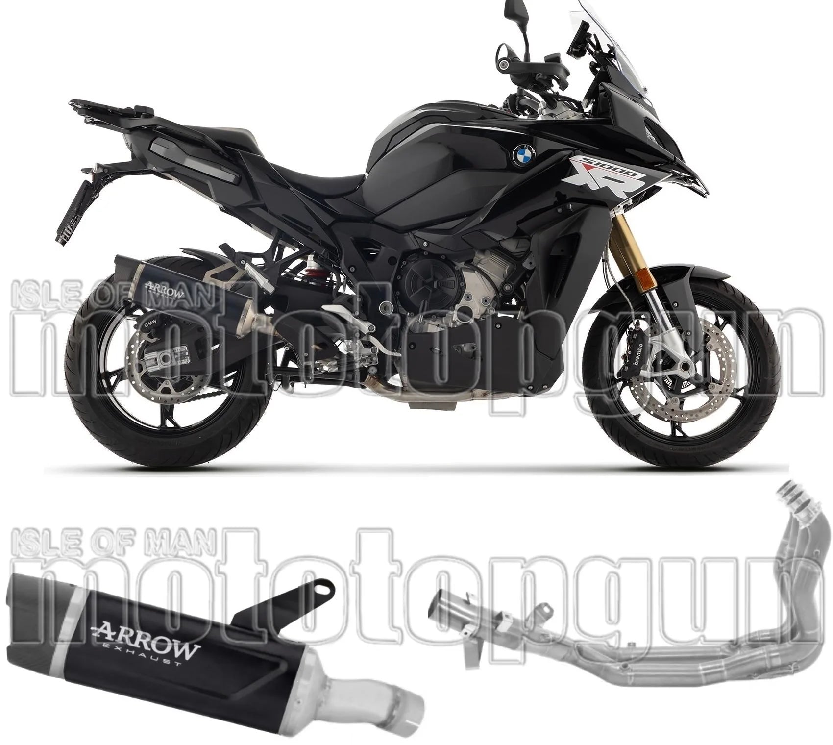 Komplette Auspuffanlage Ohne Katalysator Und Mit Geräuschzulassung Indy-Race Evo Aluminium Schwarz Endkappe Carby - Arrow Special Parts Kompatibel Mit Bmw S 1000 Xr (2024-2026)