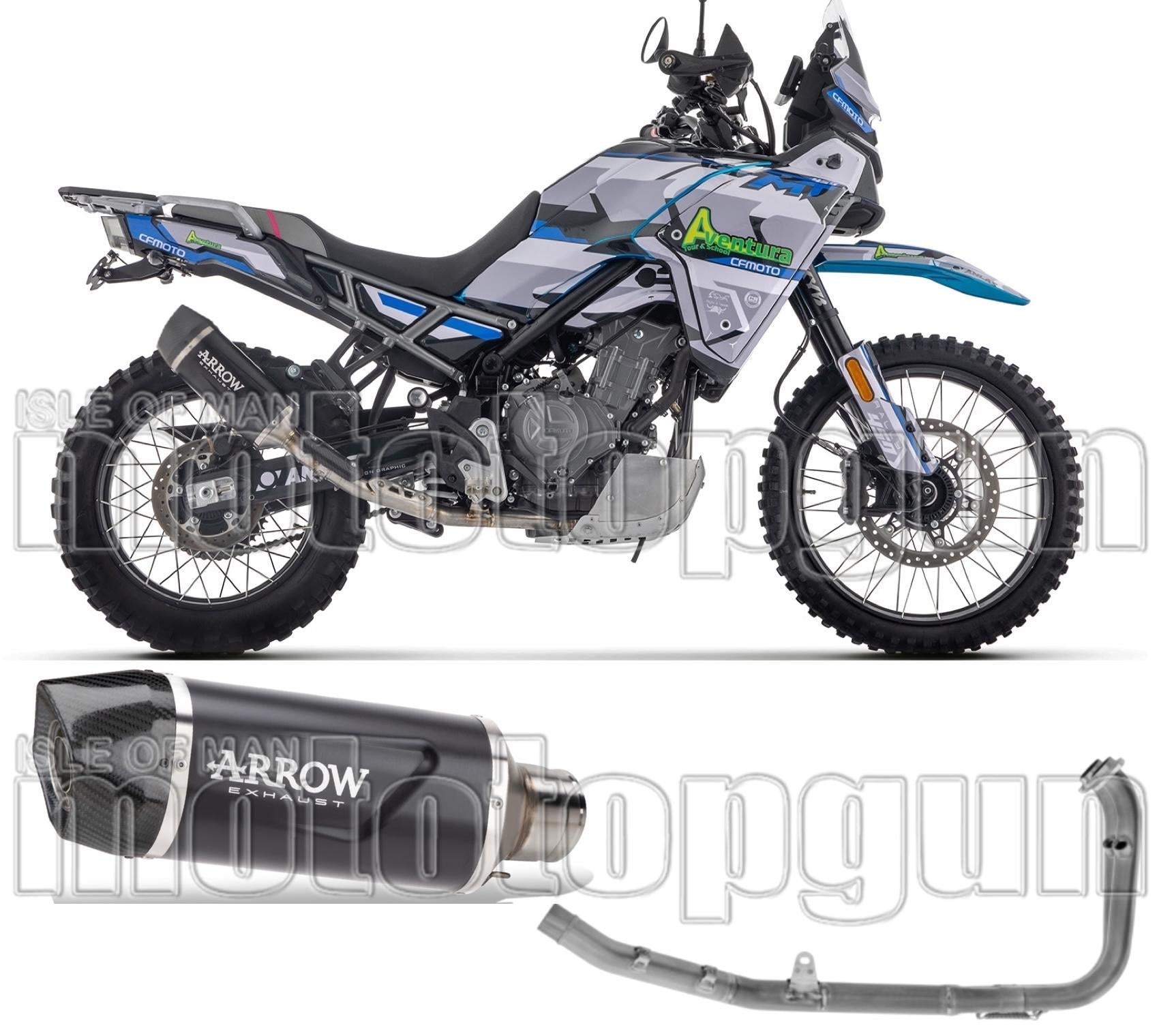 Complete Non-Catalytic Exhaust System With Sound Certification Indy-Race Evo Black Aluminium Carbon - Arrow Special Parts Compatible With Cfmoto 450 Mt (2024)
