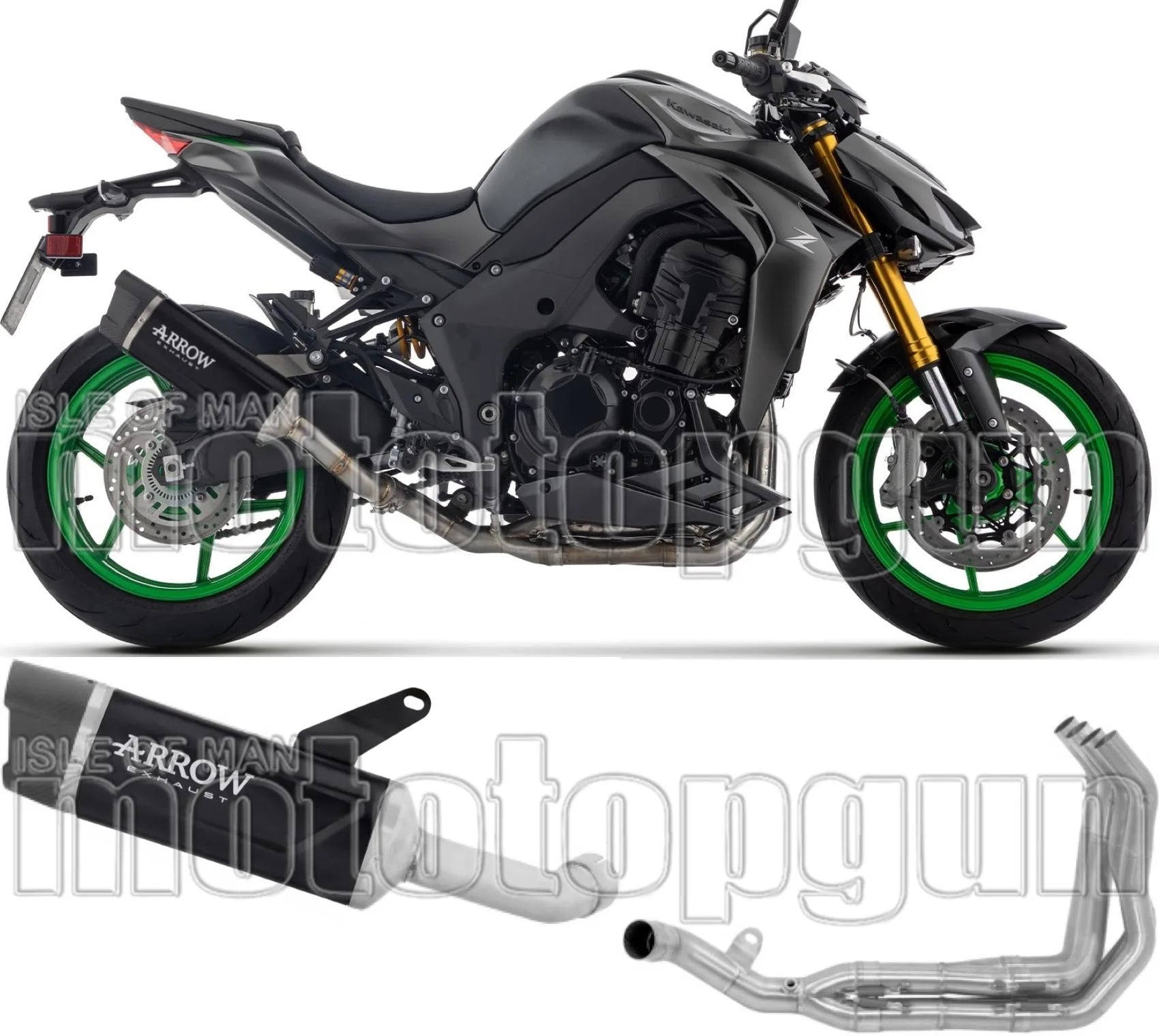 Komplette Auspuffanlage Ohne Katalysator Und Mit Geräuschzulassung Indy-Race Evo Aluminium Schwarz Endkappe Carby - Arrow Special Parts Kompatibel Mit Kawasaki Z 1100 (2025-2026)