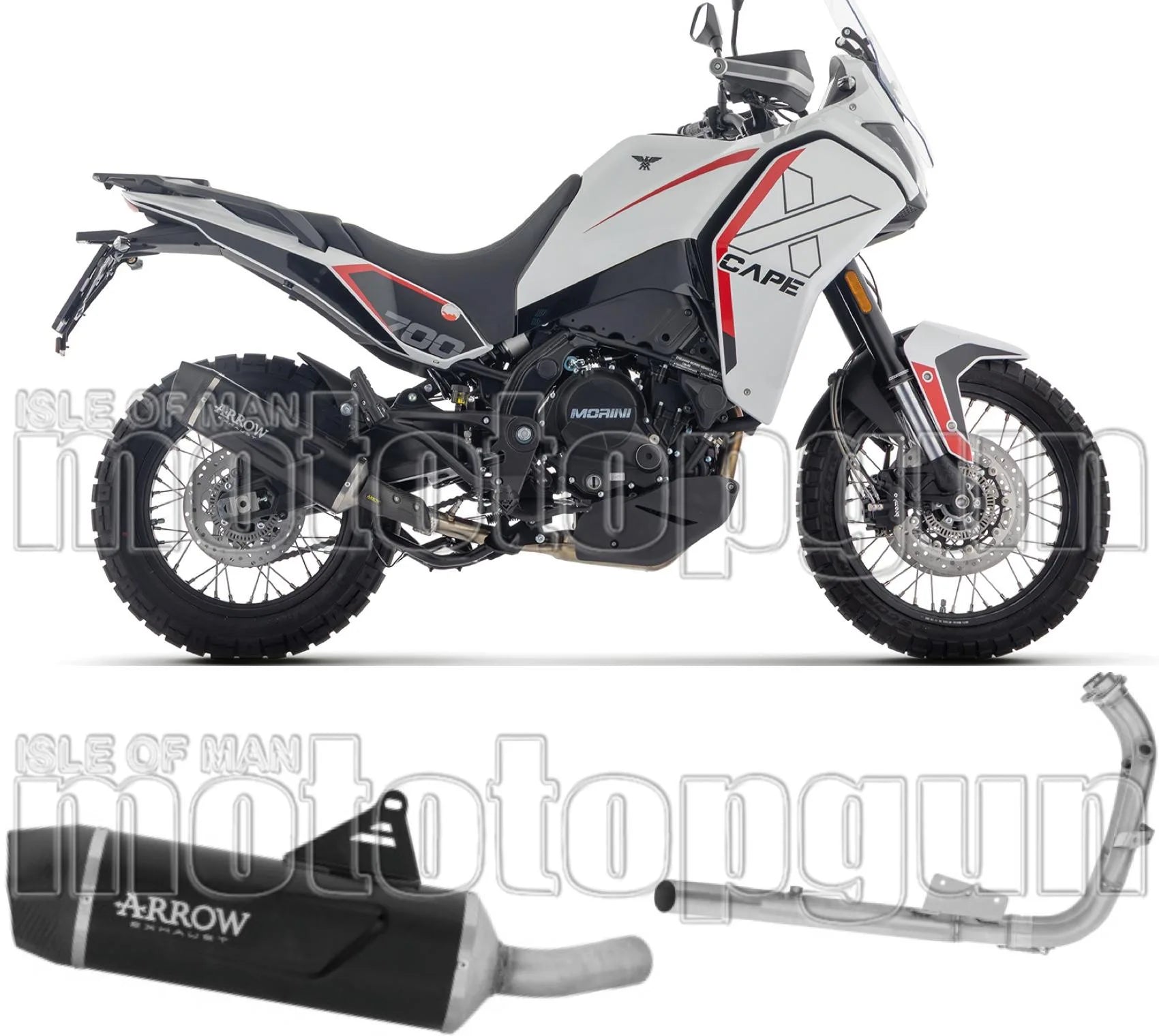 Komplette Auspuffanlage Ohne Katalysator Und Mit Geräuschzulassung Indy-Race Evo Aluminium Endkappe Carby - Arrow Special Parts Kompatibel Mit Moto Morini X-Cape 700 (2025-2026)