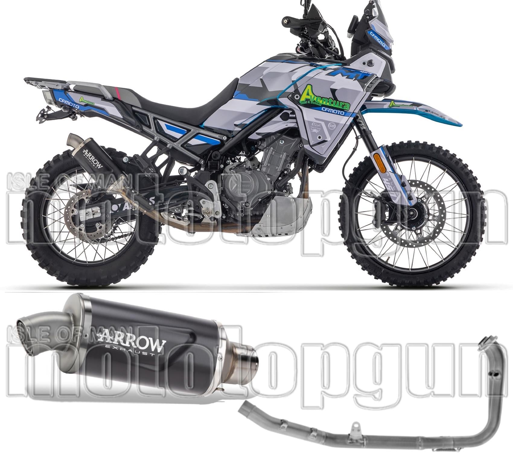 Complete Non-Catalytic Exhaust System With Sound Certification Indy-Race Evo Black Aluminium - Arrow Special Parts Compatible With Cfmoto 450 Mt (2024)