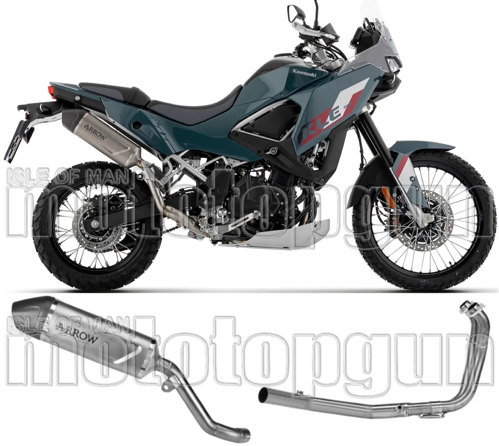 Komplette Auspuffanlage Ohne Katalysator Und Ohne Geräuschzulassung Indy-Race Evo Titan Endkappe Carby - Arrow Special Parts Kompatibel Mit Kawasaki Kle 500 (2026)