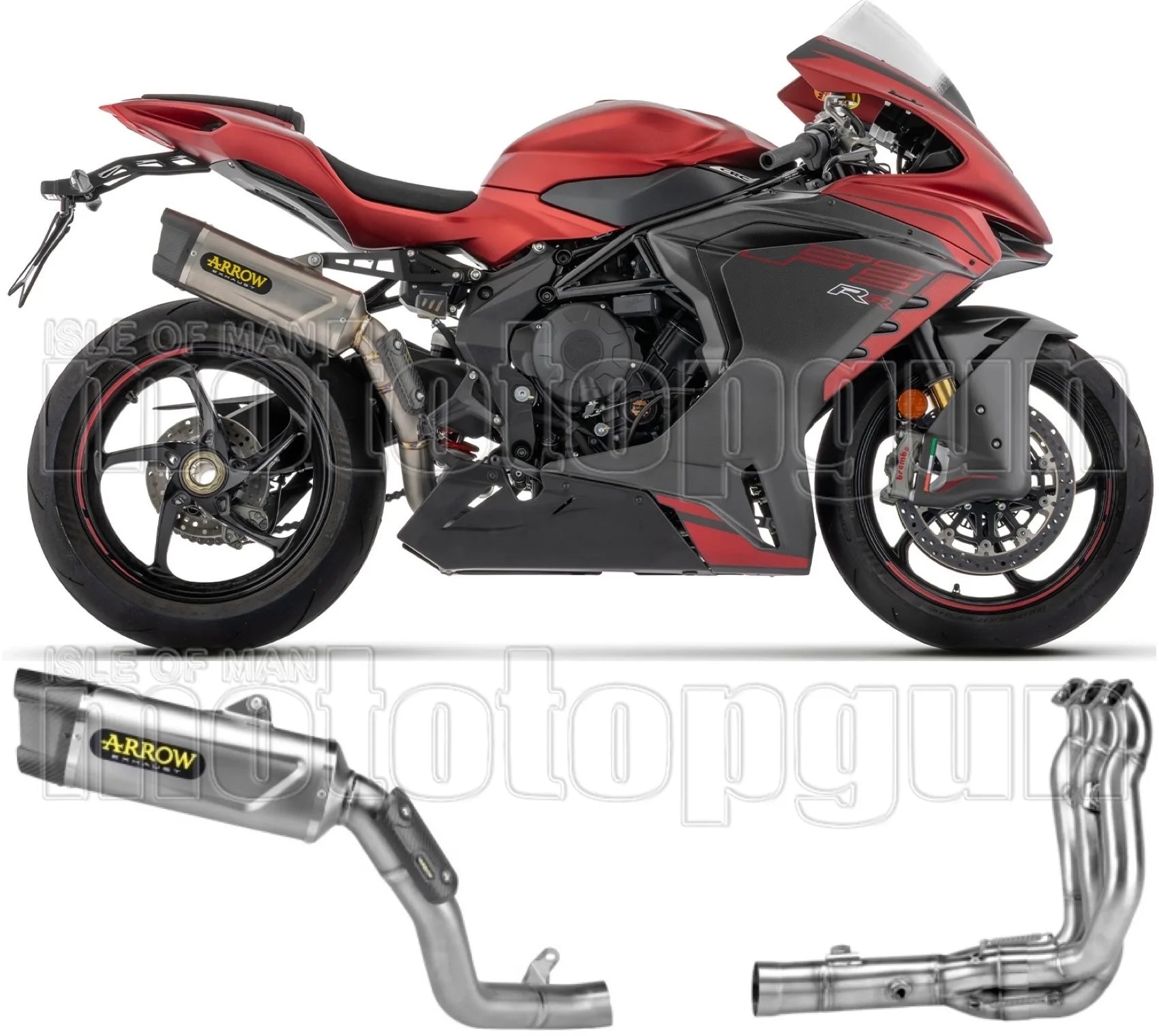 Komplette Auspuffanlage Ohne Katalysator Und Mit Geräuschzulassung Indy-Race Evo Körper Aus Titan Und Kappe Aus Carbon - Arrow Special Parts Kompatibel Mit Mv Agusta F3 800 (2022-2026)