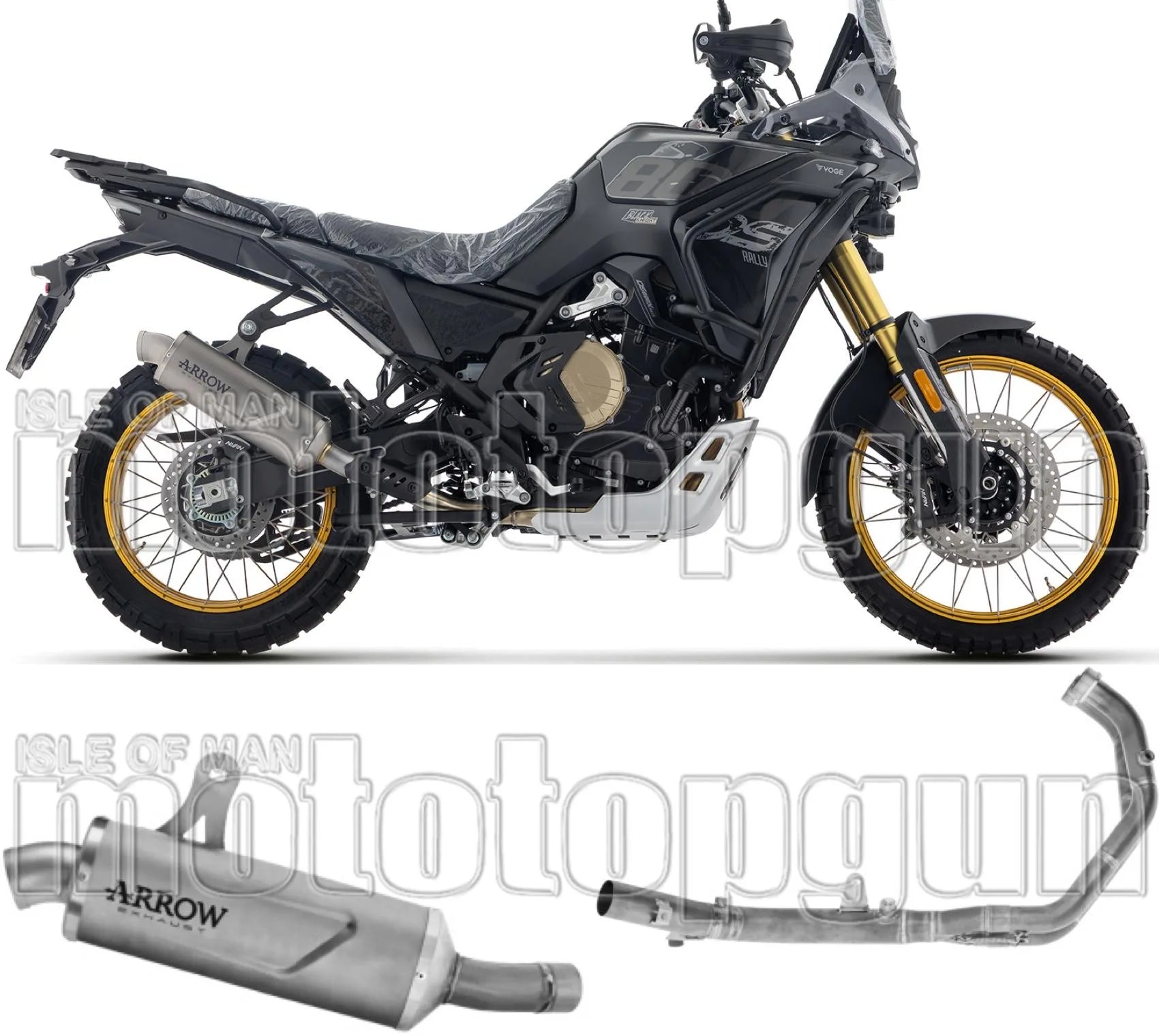 Komplette Auspuffanlage Ohne Katalysator Und Mit Geräuschzulassung Indy-Race Evo Aluminium Schwarz Endkappe Carby - Arrow Special Parts Kompatibel Mit Voge Valico 800 Dsx Rally (2025-2026)