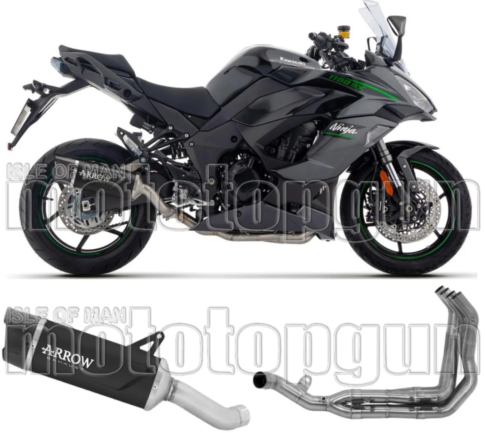 Komplette Auspuffanlage Ohne Katalysator Und Mit Geräuschzulassung Indy-Race Evo Aluminium Schwarz Endkappe Carby - Arrow Special Parts Kompatibel Mit Kawasaki Ninja 1100 Sx (2025-2026)