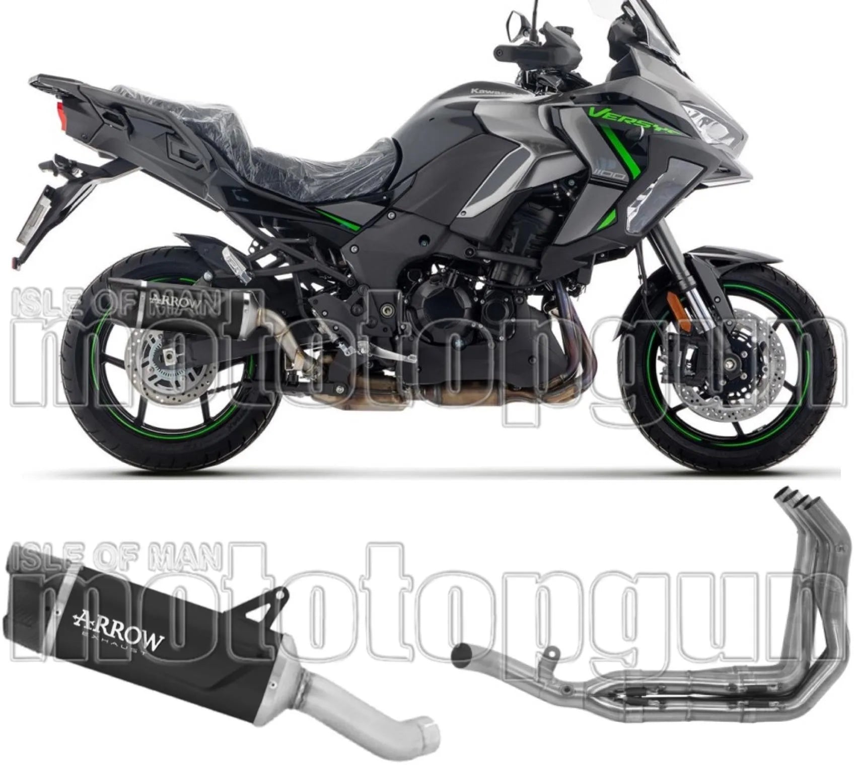 Komplette Auspuffanlage Ohne Katalysator Und Mit Geräuschzulassung Indy-Race Evo Aluminium Schwarz Endkappe Carby - Arrow Special Parts Kompatibel Mit Kawasaki Versys 1100 (2025-2026)