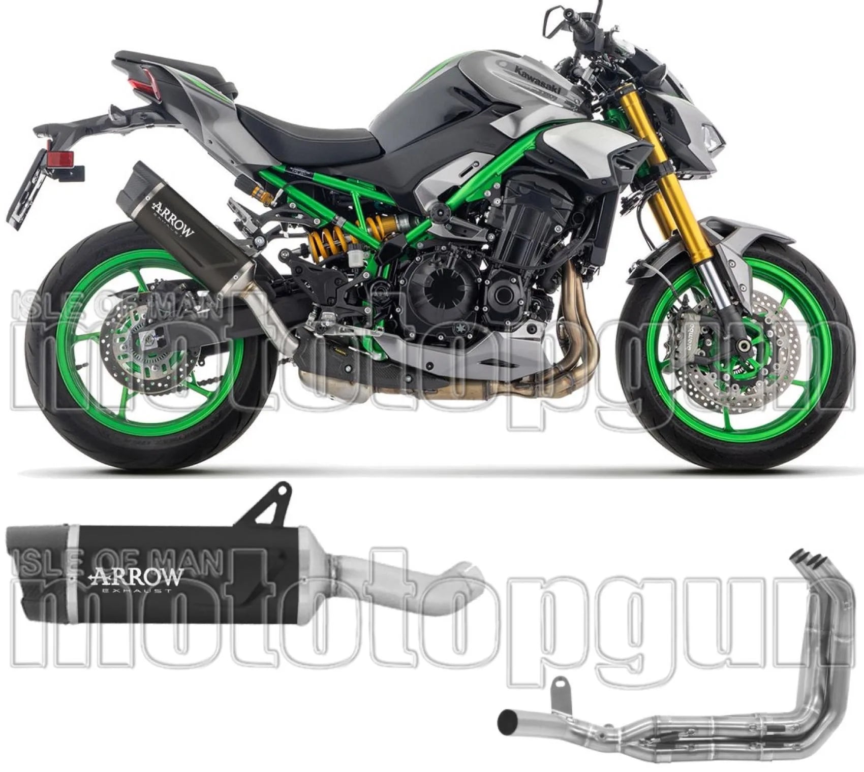 Komplette Auspuffanlage Ohne Katalysator Und Mit Geräuschzulassung Indy-Race Evo Aluminium Schwarz Endkappe Carby - Arrow Special Parts Kompatibel Mit Kawasaki Z 900 (2025-2026)