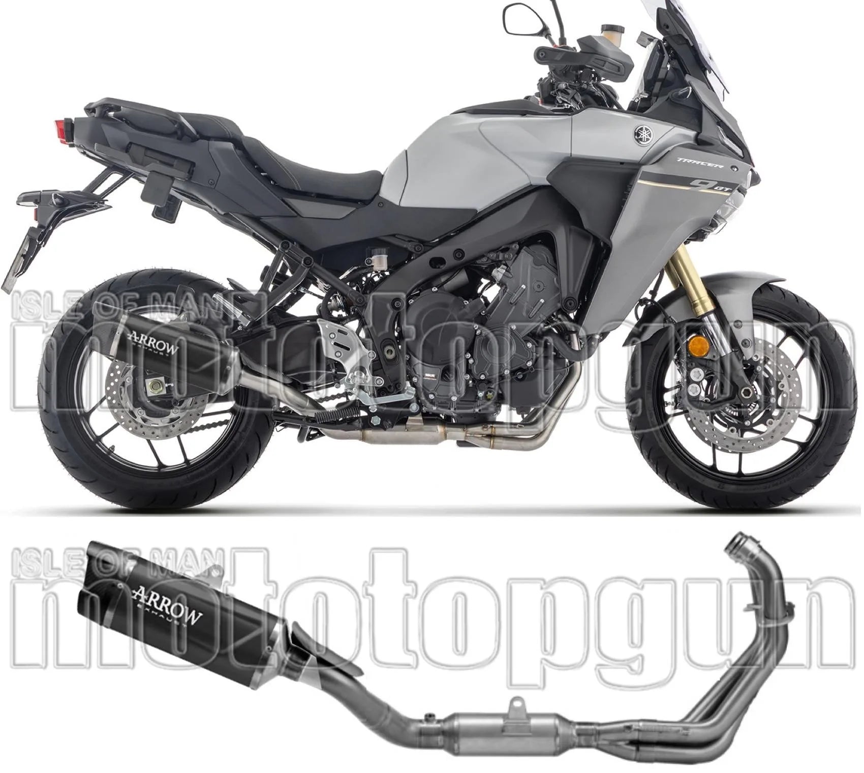 Komplette Abgasanlage Mit Katalysator Und Geräuschzulassung Indy-Race Evo Aluminium Schwarz Endkappe Carby - Arrow Special Parts Kompatibel Mit Yamaha Tracer 9 (2025-2026)