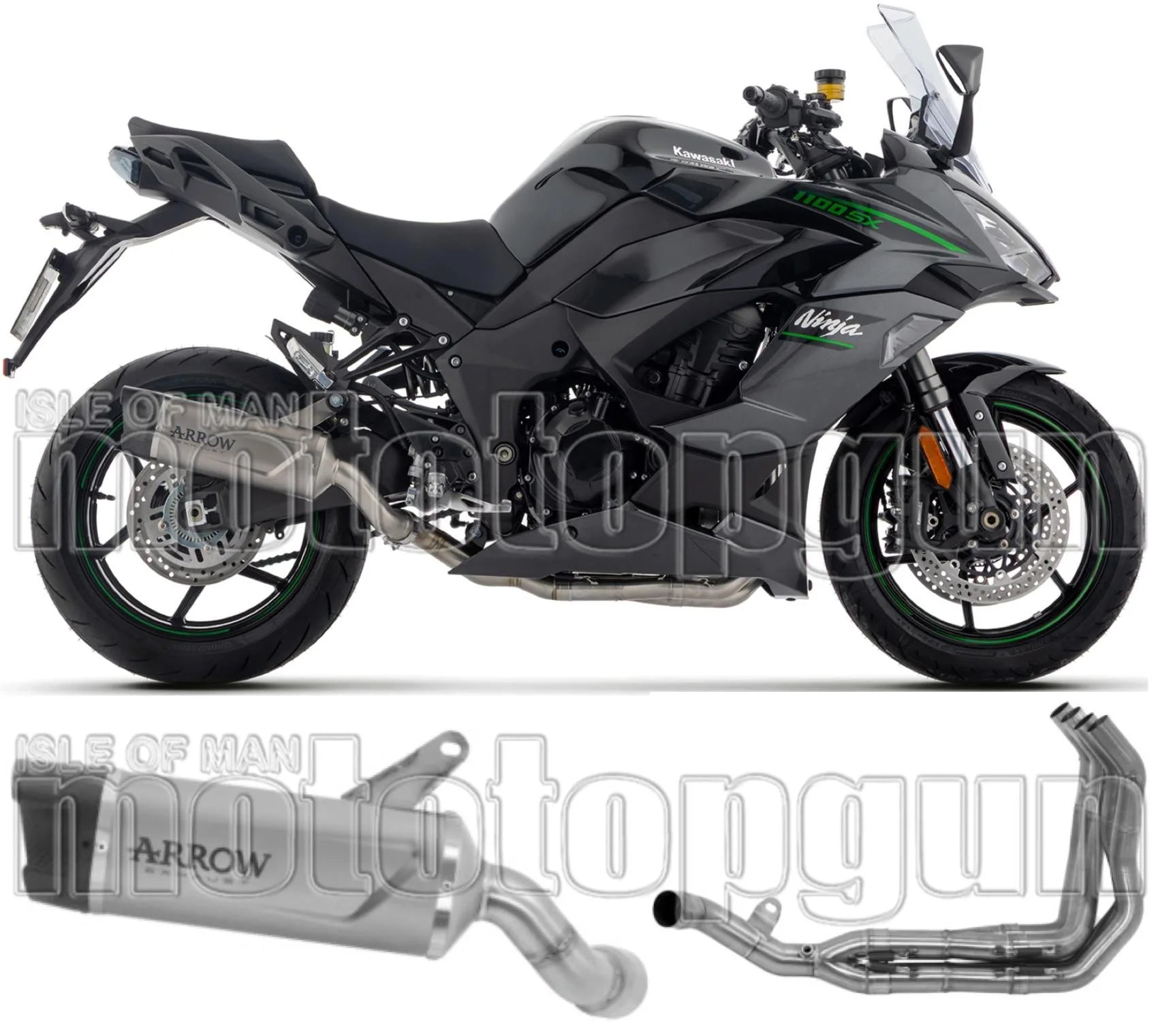 Komplette Auspuffanlage Ohne Katalysator Und Mit Geräuschzulassung Indy-Race Evo Titan Endkappe Carby - Arrow Special Parts Kompatibel Mit Kawasaki Ninja 1100 Sx (2025-2026)