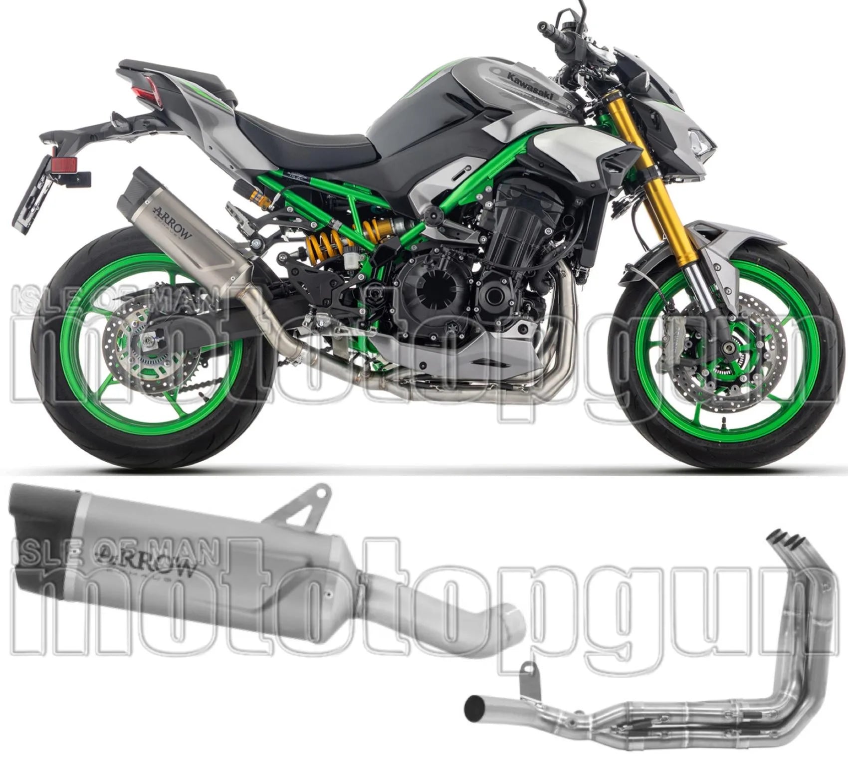 Komplette Auspuffanlage Ohne Katalysator Und Mit Geräuschzulassung Indy-Race Evo Titan Endkappe Carby - Arrow Special Parts Kompatibel Mit Kawasaki Z 900 (2025-2026)