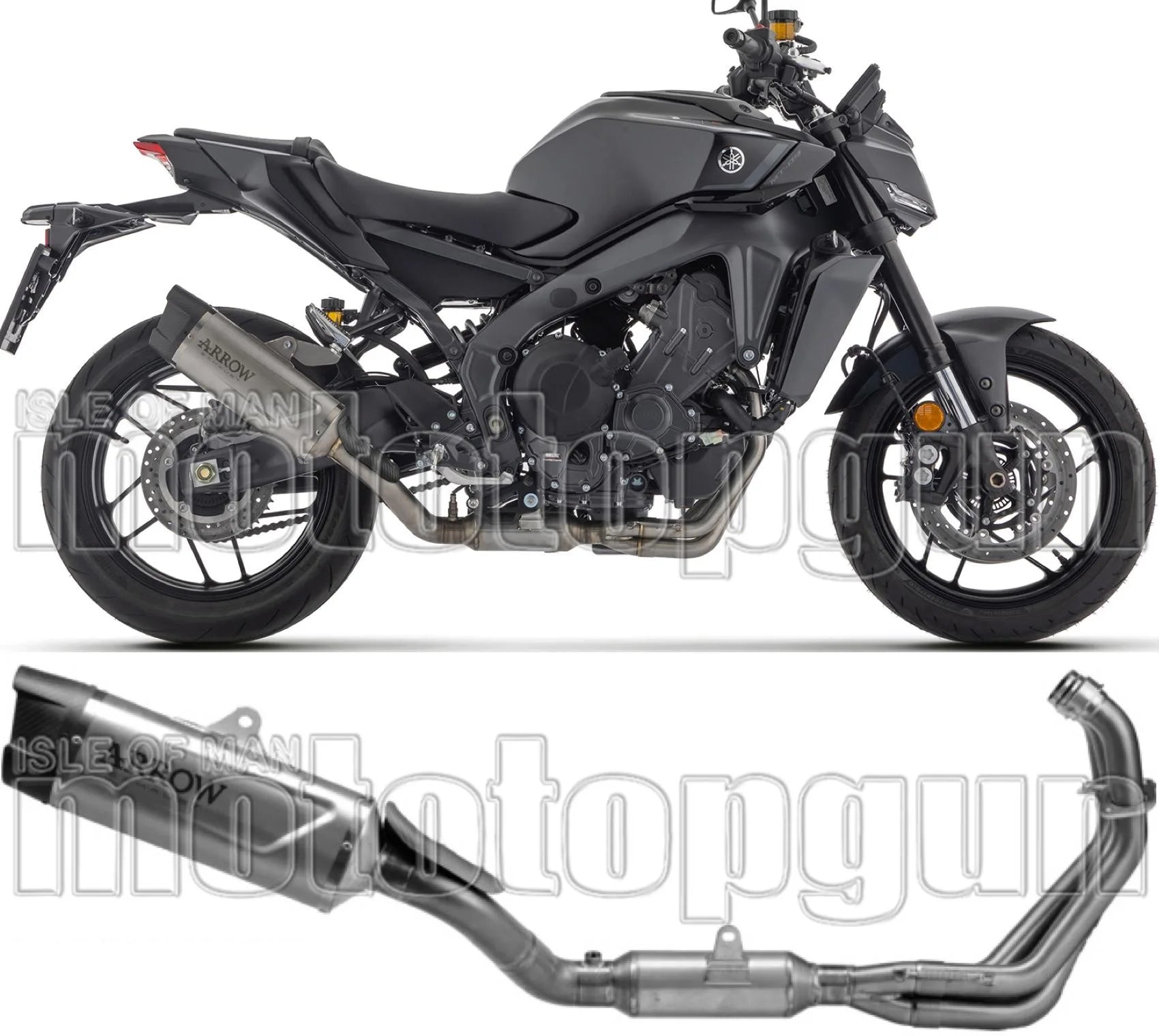 Komplette Auspuffanlage Ohne Katalysator Und Mit Geräuschzulassung Indy-Race Evo Titan Endkappe Carby - Arrow Special Parts Kompatibel Mit Yamaha Mt-09 35Kw (2024-2026)