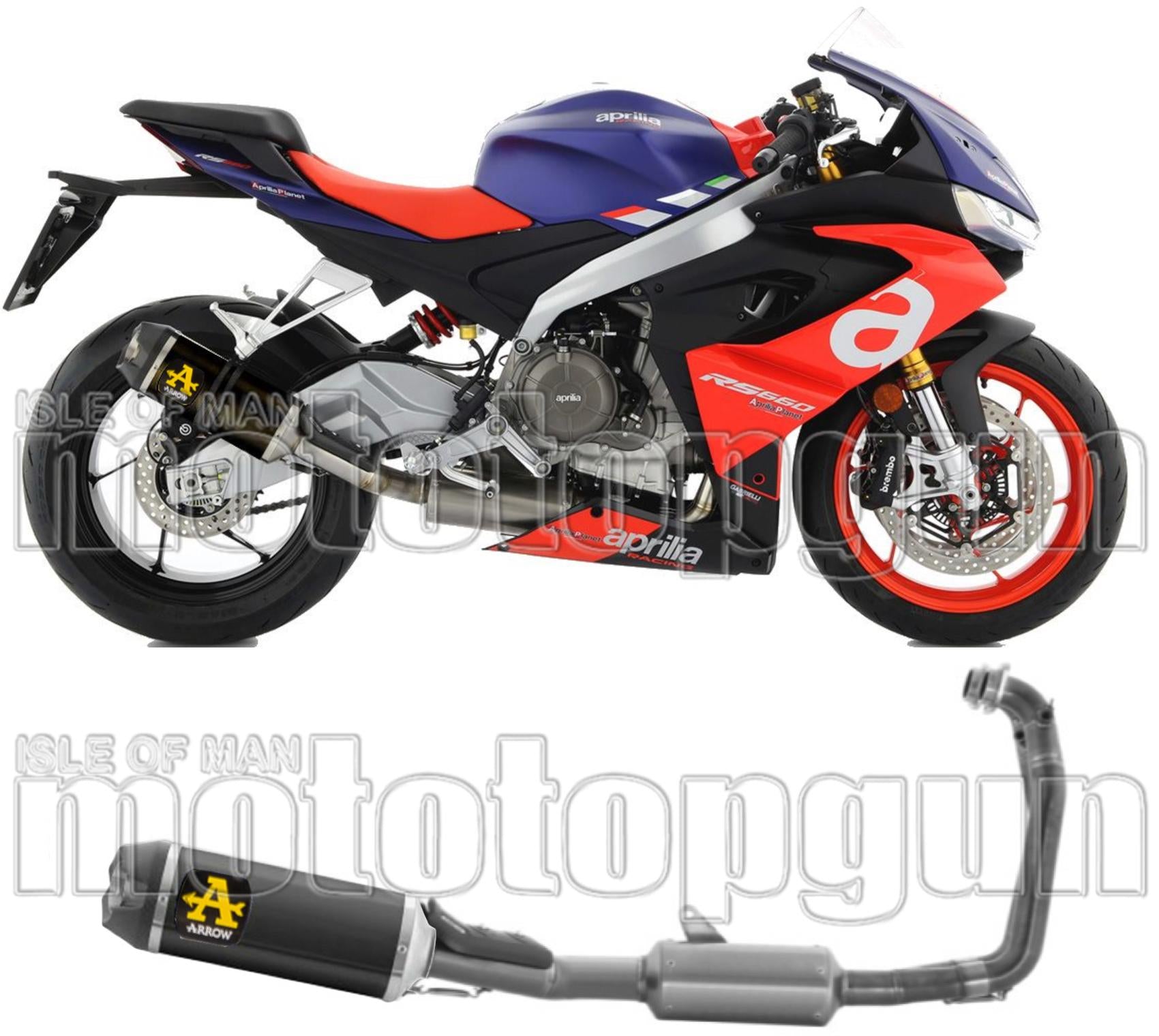 Complete Catalytic Exhaust System With Sound Certification Indy-Race Black Aluminium Carbon - Arrow Special Parts Compatible With Aprilia Rs 660 (2020-2024)