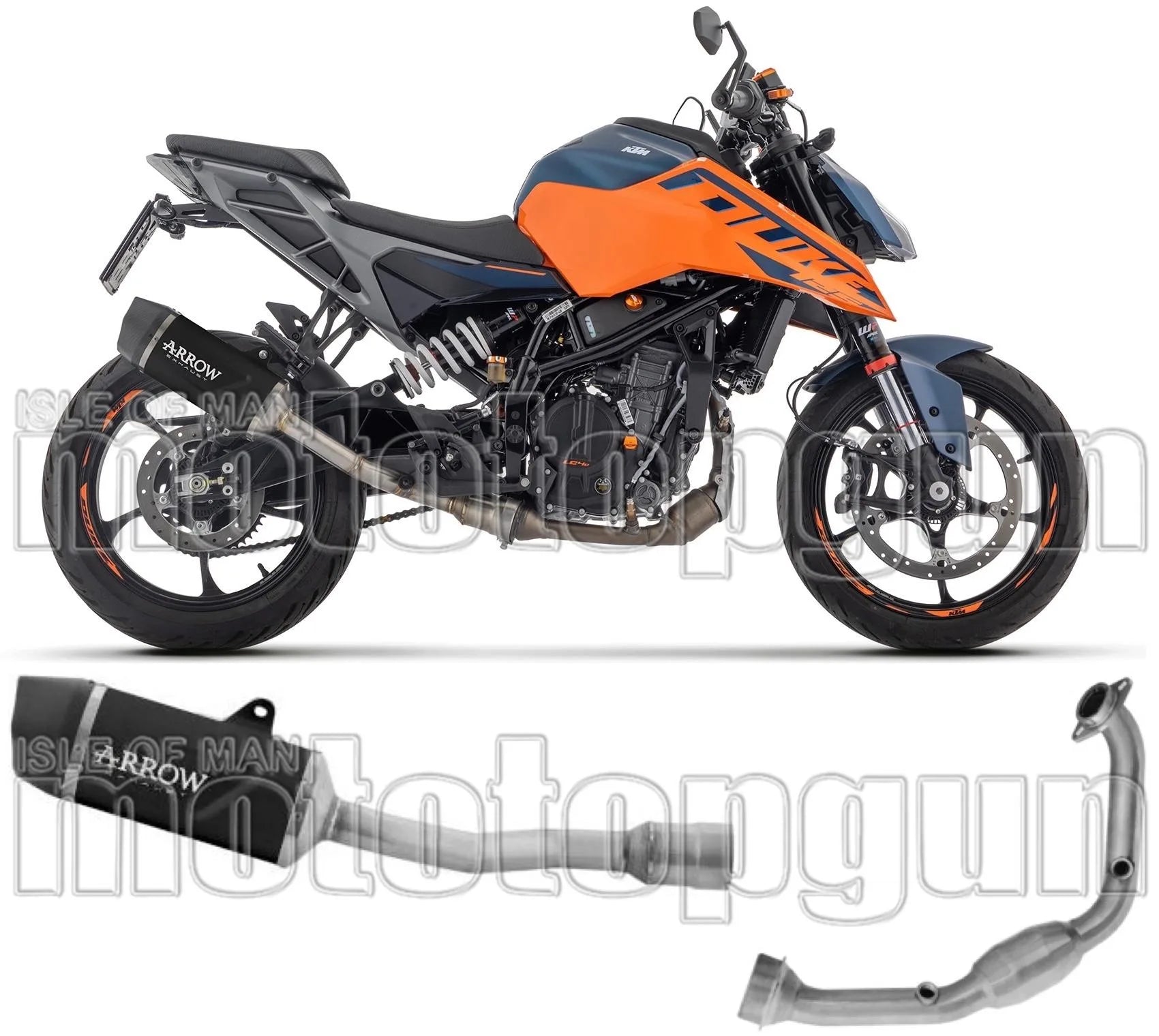 Komplette Auspuffanlage Ohne Katalysator Und Mit Geräuschzulassung Indy-Race Aluminium Schwarz Carbon - Arrow Special Parts Kompatibel Mit Ktm 125 Duke (2024-2026)