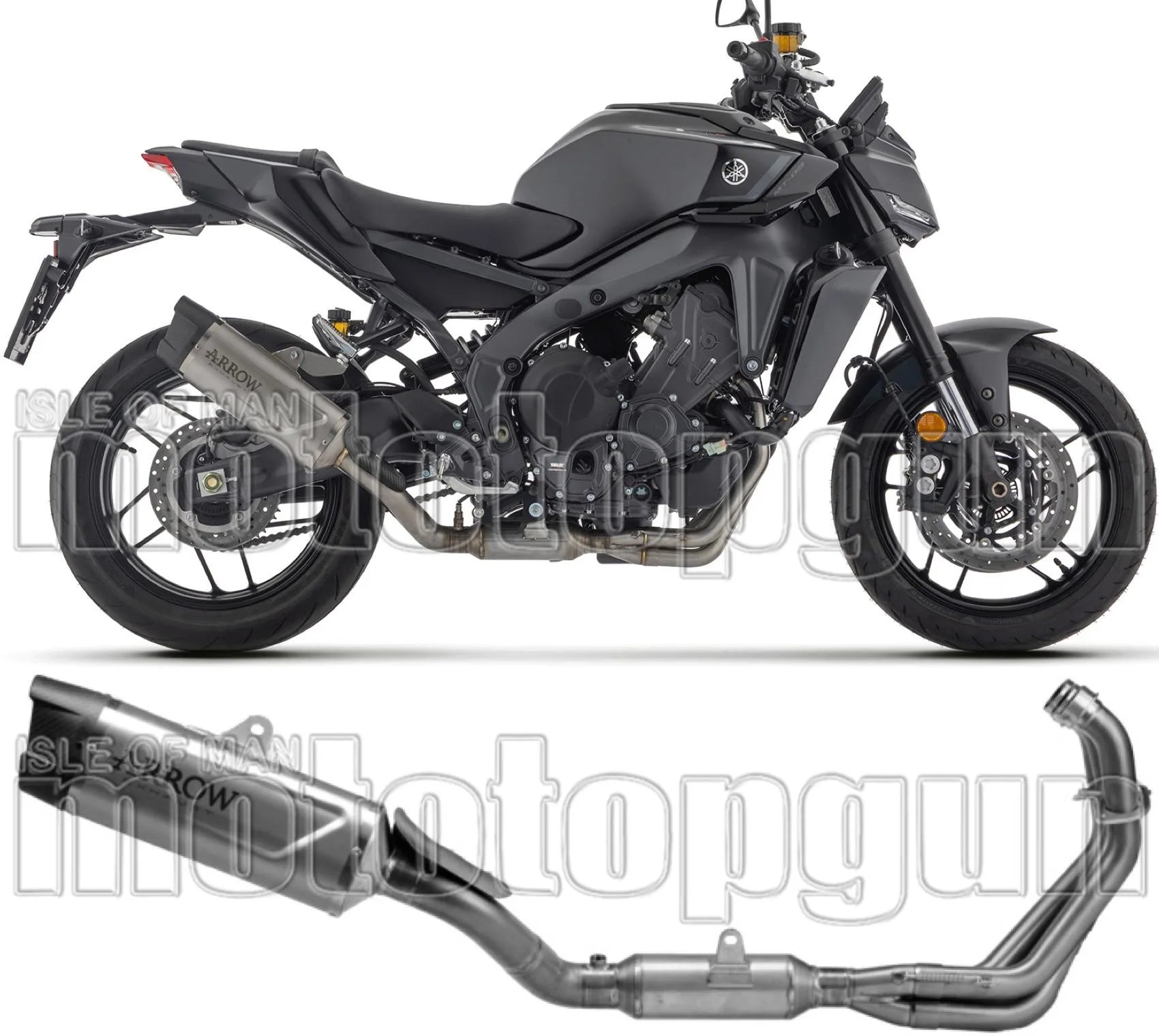 Komplette Auspuffanlage Ohne Katalysator Und Mit Geräuschzulassung Indy-Race Evo Titan Endkappe Carby - Arrow Special Parts Kompatibel Mit Yamaha Mt-09 Sp (2024-2026)