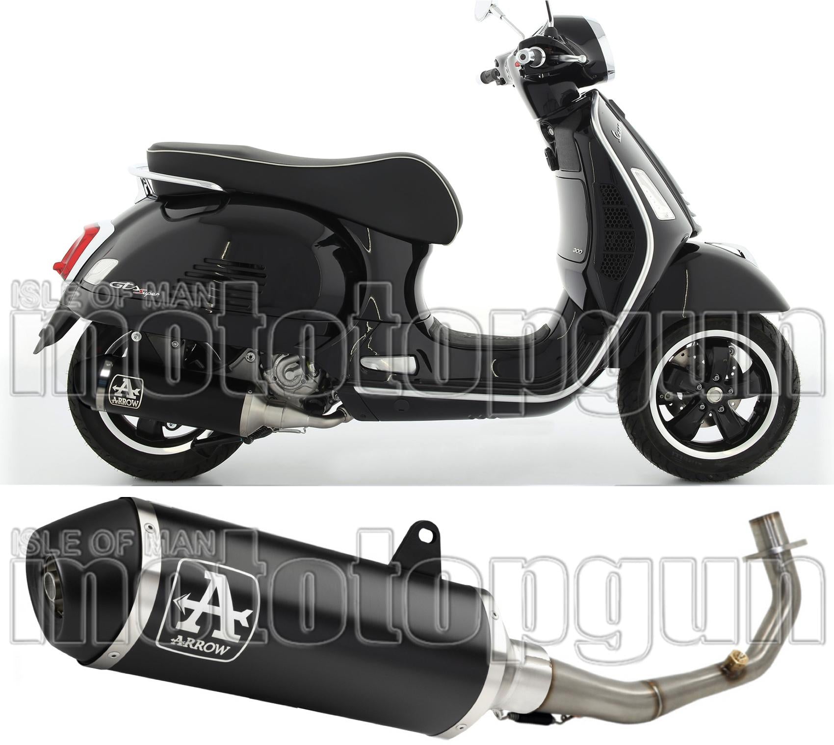 Complete Catalytic Exhaust System With Sound Certification Urban Black Aluminium Black Aluminium - Arrow Special Parts Compatible With Piaggio Vespa Gts 300 (2021-2024)