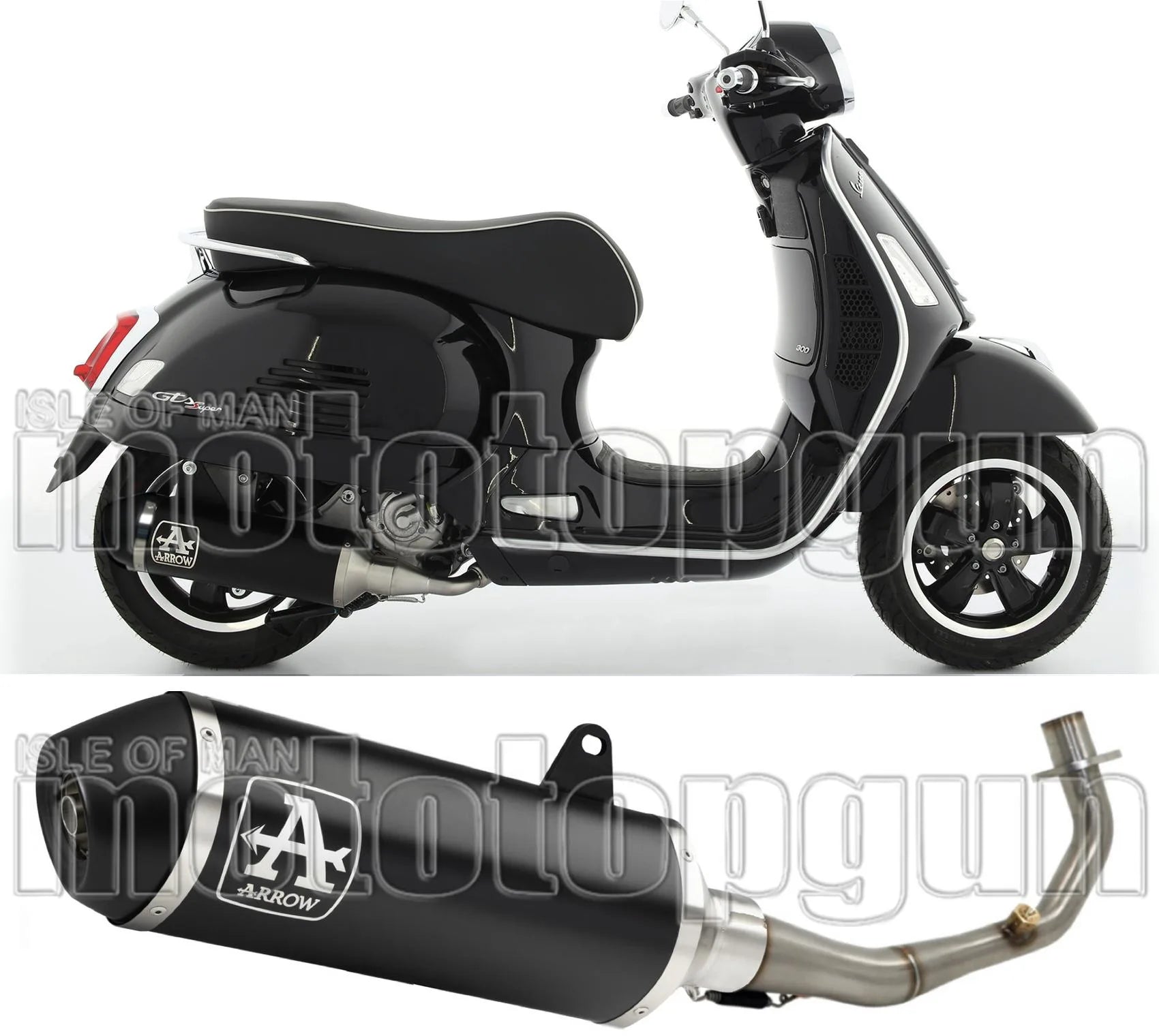 Komplette Auspuffanlage Ohne Katalysator Und Mit Geräuschzulassung Urban Aluminium Schwarz Aluminium Schwarz - Arrow Special Parts Kompatibel Mit Piaggio Vespa Gtv 300 (2023-2024)