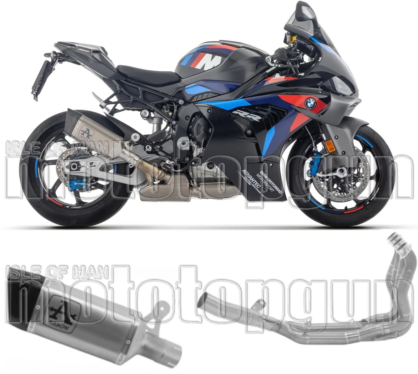 Komplette Auspuffanlage Ohne Katalysator Und Mit Geräuschzulassung Pista Titan Endkappe Carby - Arrow Special Parts Kompatibel Mit Bmw M 1000 Rr (2025-2026)