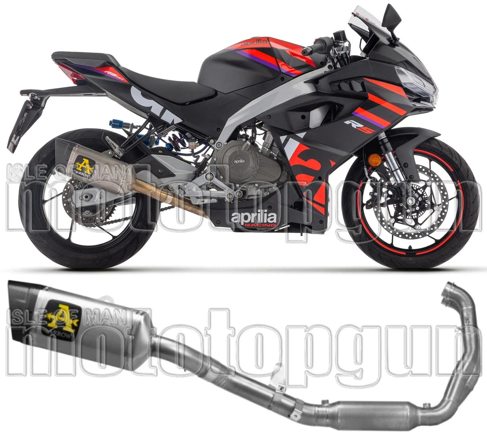 Komplette Abgasanlage Mit Katalysator Und Geräuschzulassung Pista Titan Carbon - Arrow Special Parts Kompatibel Mit Aprilia Rs 457 (2024-2025)