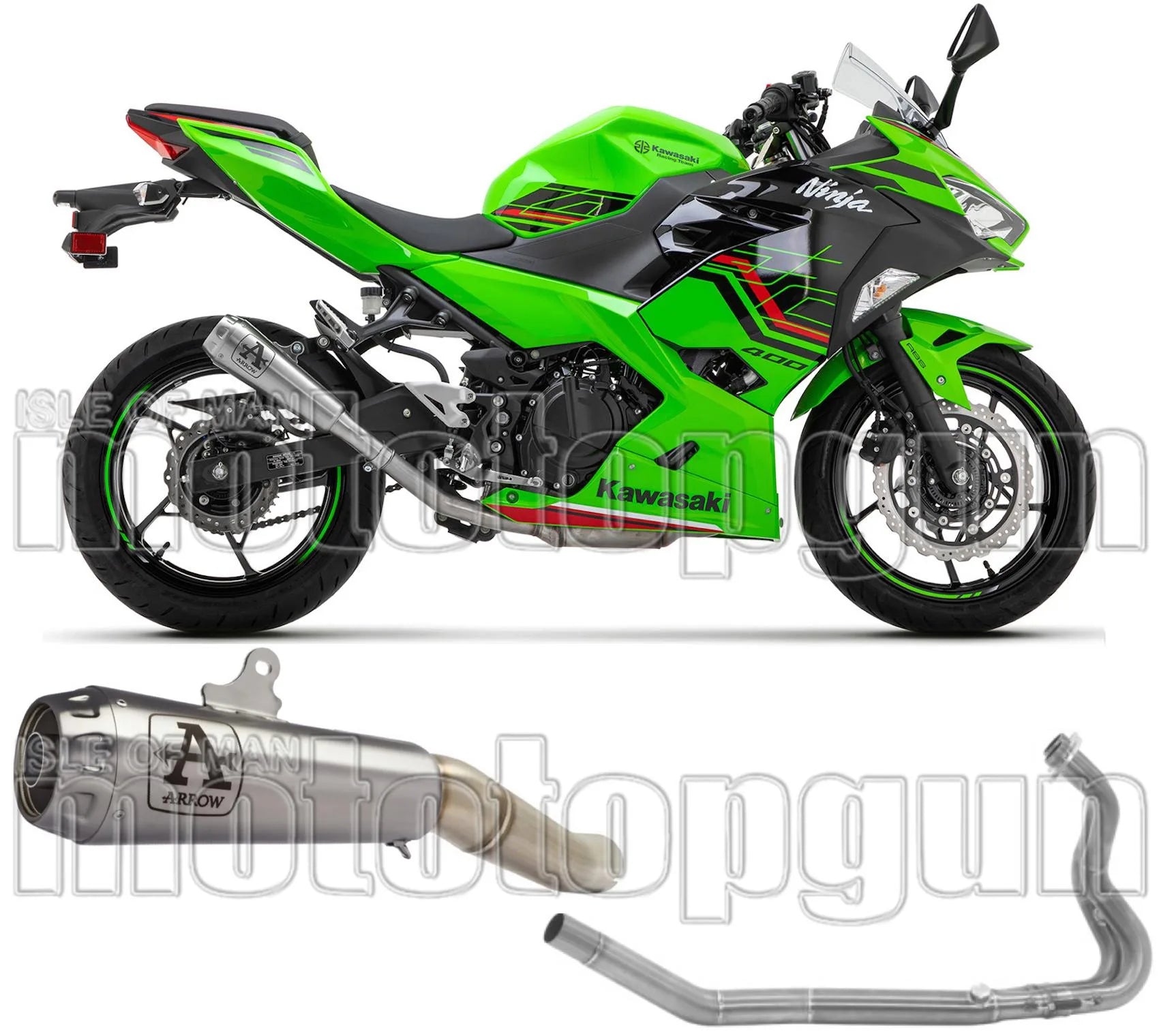 Komplette Auspuffanlage Ohne Katalysator Und Mit Geräuschzulassung Pro-Race Nichrom Edelstahl - Arrow Special Parts Kompatibel Mit Kawasaki Ninja 400 (2023)