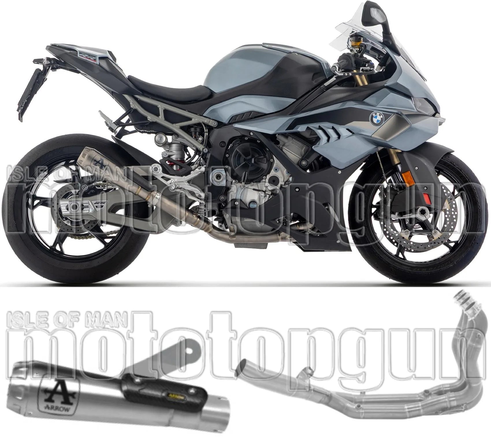 Komplette Auspuffanlage Ohne Katalysator Und Mit Geräuschzulassung Pro-Race Titan Endkappe Aluminium - Arrow Special Parts Kompatibel Mit Bmw S 1000 Rr (2025-2026)