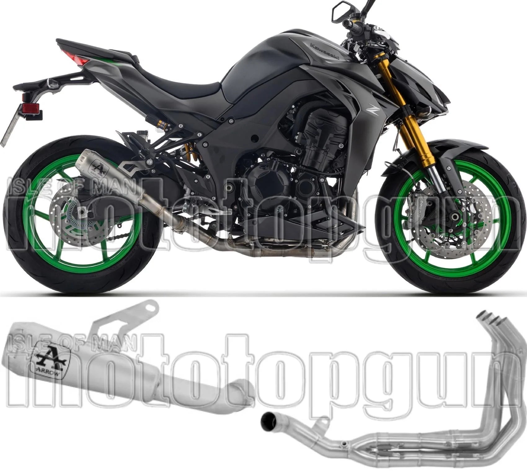 Komplette Auspuffanlage Ohne Katalysator Und Mit Geräuschzulassung Pro-Race Nichrom Endkappe Edelstahl - Arrow Special Parts Kompatibel Mit Kawasaki Z 1100 (2025-2026)