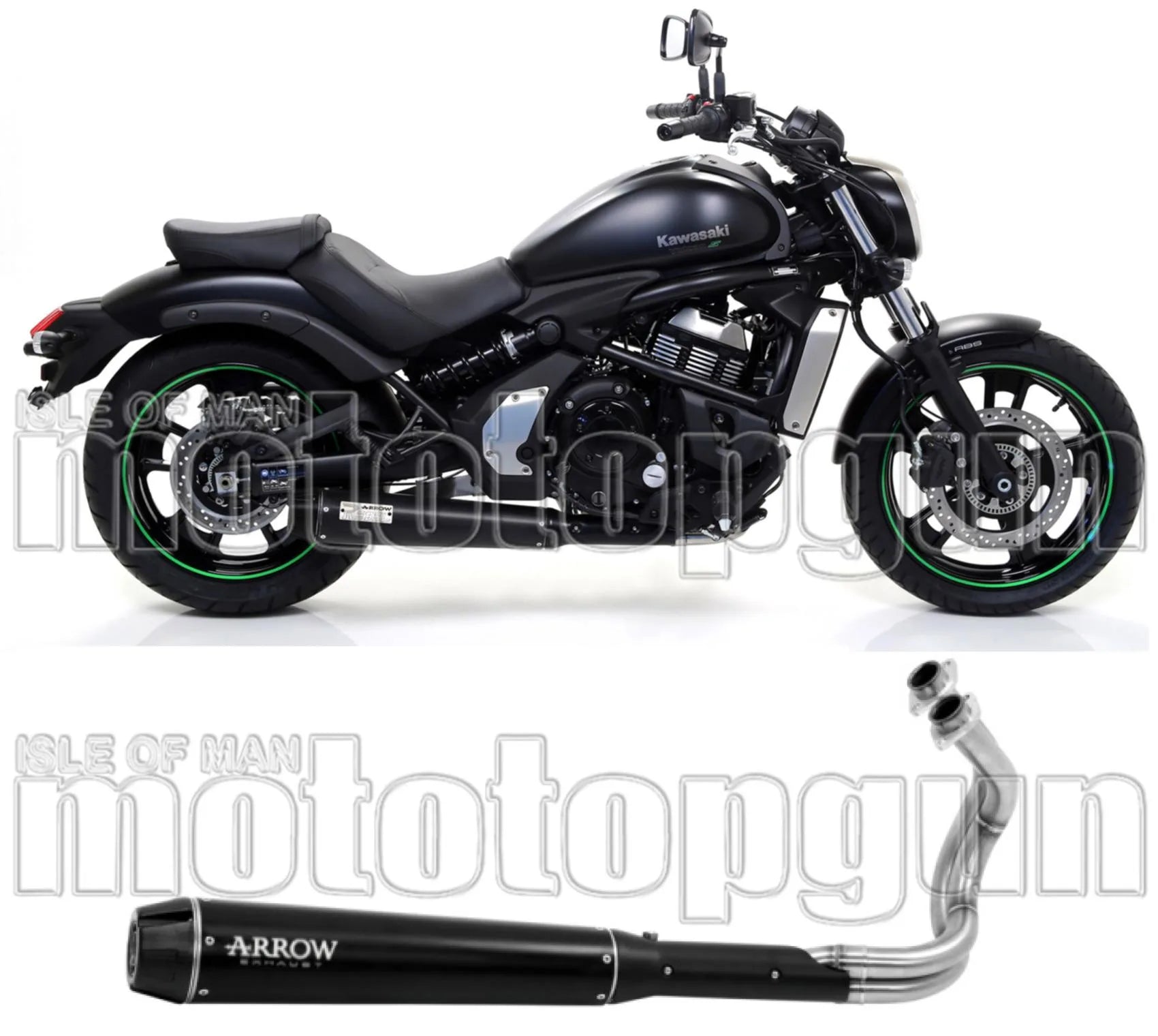 Komplette Abgasanlage Mit Katalysator Und Geräuschzulassung Rebel Aluminium Schwarz Carbon - Arrow Special Parts Kompatibel Mit Kawasaki Vulcan 650 S (2021-2024)