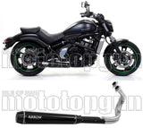 Komplette Auspuffanlage Ohne Katalysator Und Mit Geräuschzulassung Rebel Aluminium Schwarz Carbon - Arrow Special Parts Kompatibel Mit Kawasaki Vulcan 650 S (2021-2024)