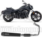 Komplette Abgasanlage Mit Katalysator Und Geräuschzulassung Rebel Edelstahl Schwarz Endkappe Carby - Arrow Special Parts Kompatibel Mit Kawasaki Vulcan 650 S (2025-2026)