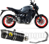 Komplette Abgasanlage Mit Katalysator Und Geräuschzulassung Thunder Aluminium Schwarz Carbon - Arrow Special Parts Kompatibel Mit Yamaha Mt-09 (2021-2023)
