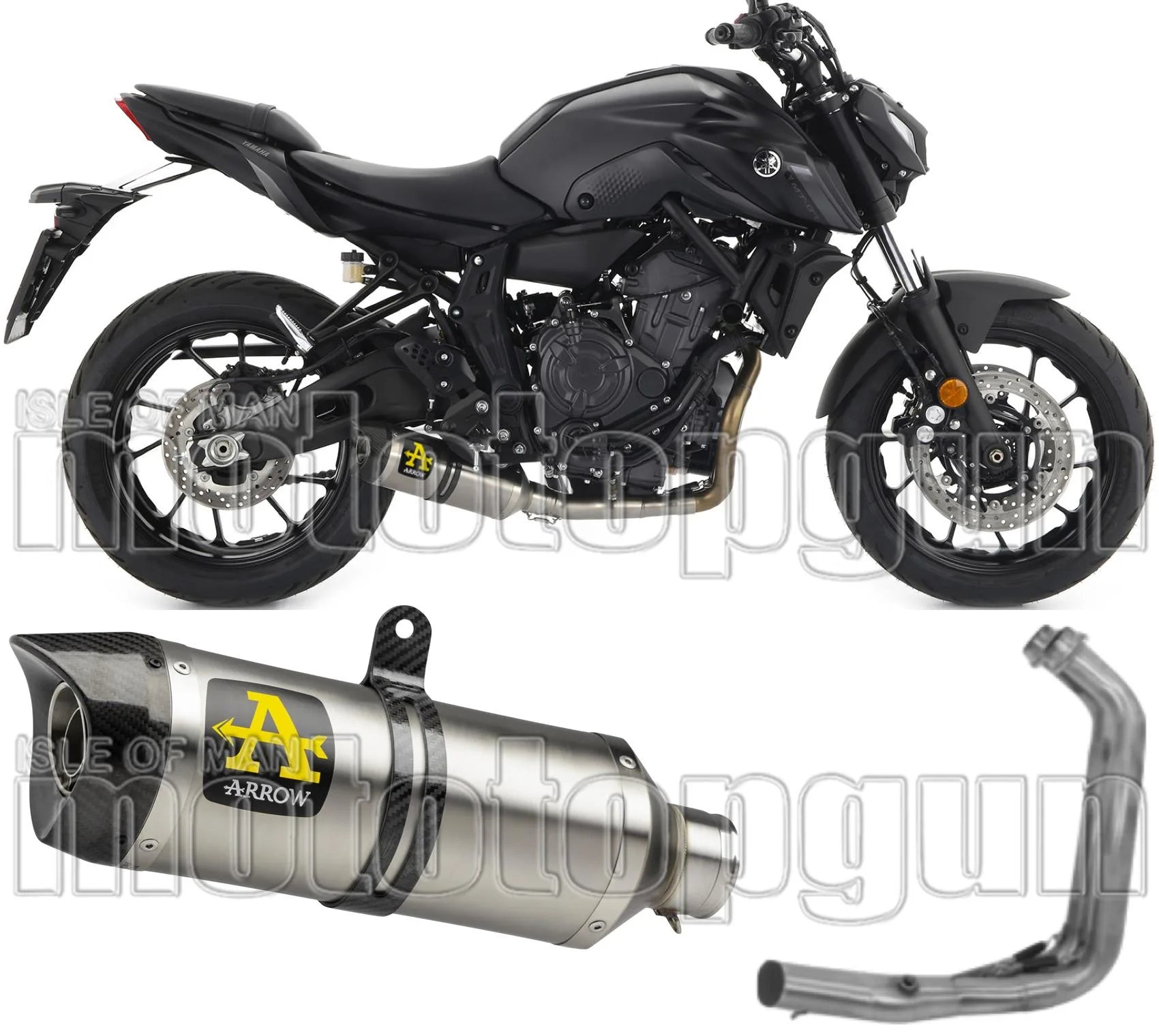 Komplette Auspuffanlage Ohne Katalysator Und Mit Geräuschzulassung Thunder Aluminium Carbon - Arrow Special Parts Kompatibel Mit Yamaha Mt-07 (2021-2024)